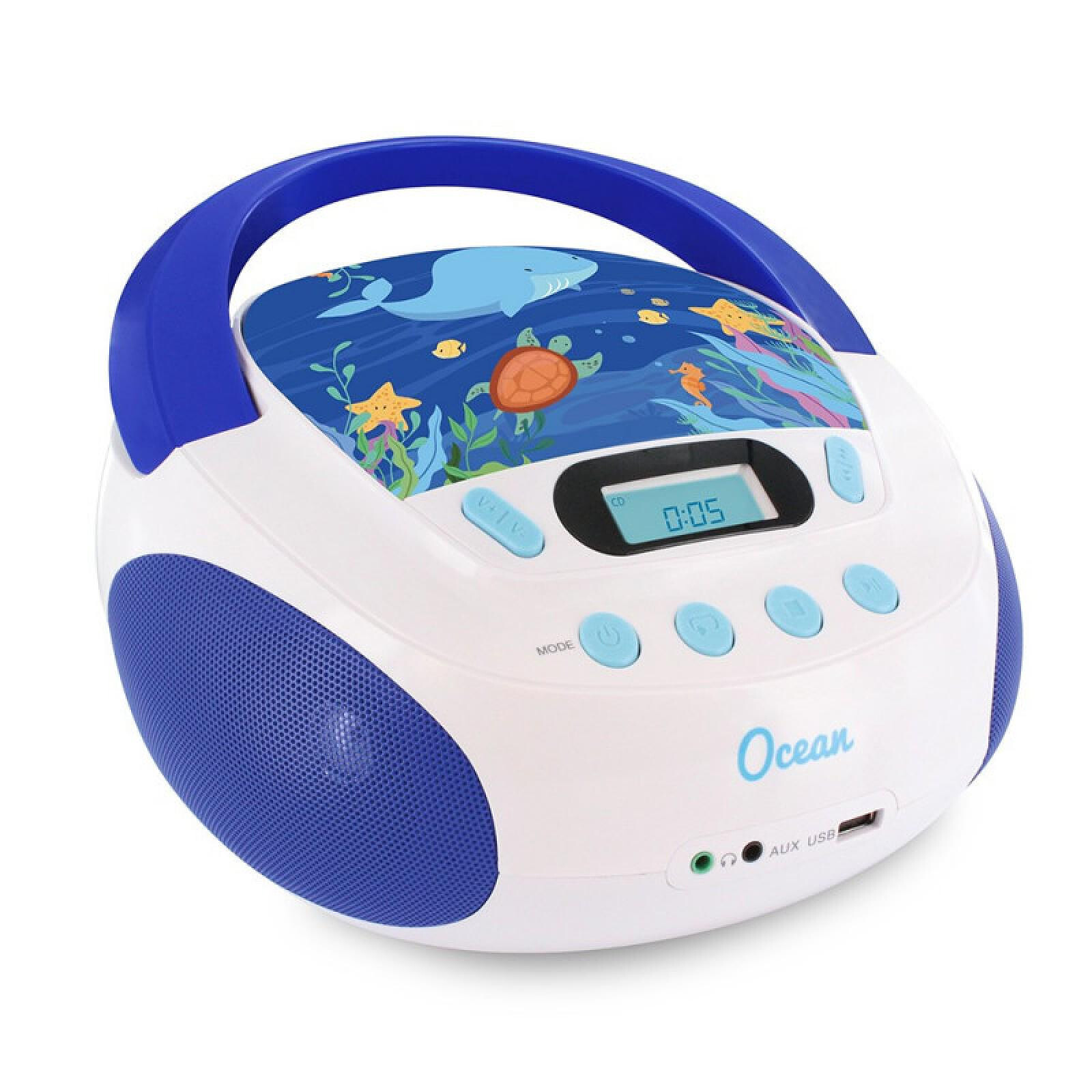 Metronic 477170 - Lecteur CD MP3 Ocean enfant avec port USB - Blanc et bleu  - Radio & radio réveil - LDLC