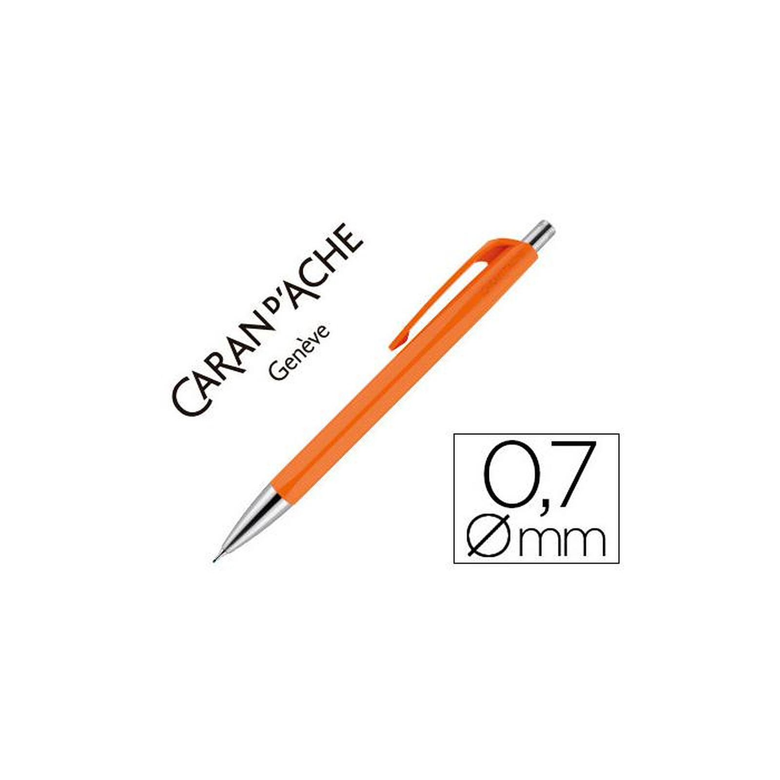 CARAN D'ACHE Porte-mine 884 infinite Mine 0.7mm Bouton Poussoir Chrome  Brillant Orange - Crayon & porte-mine - LDLC