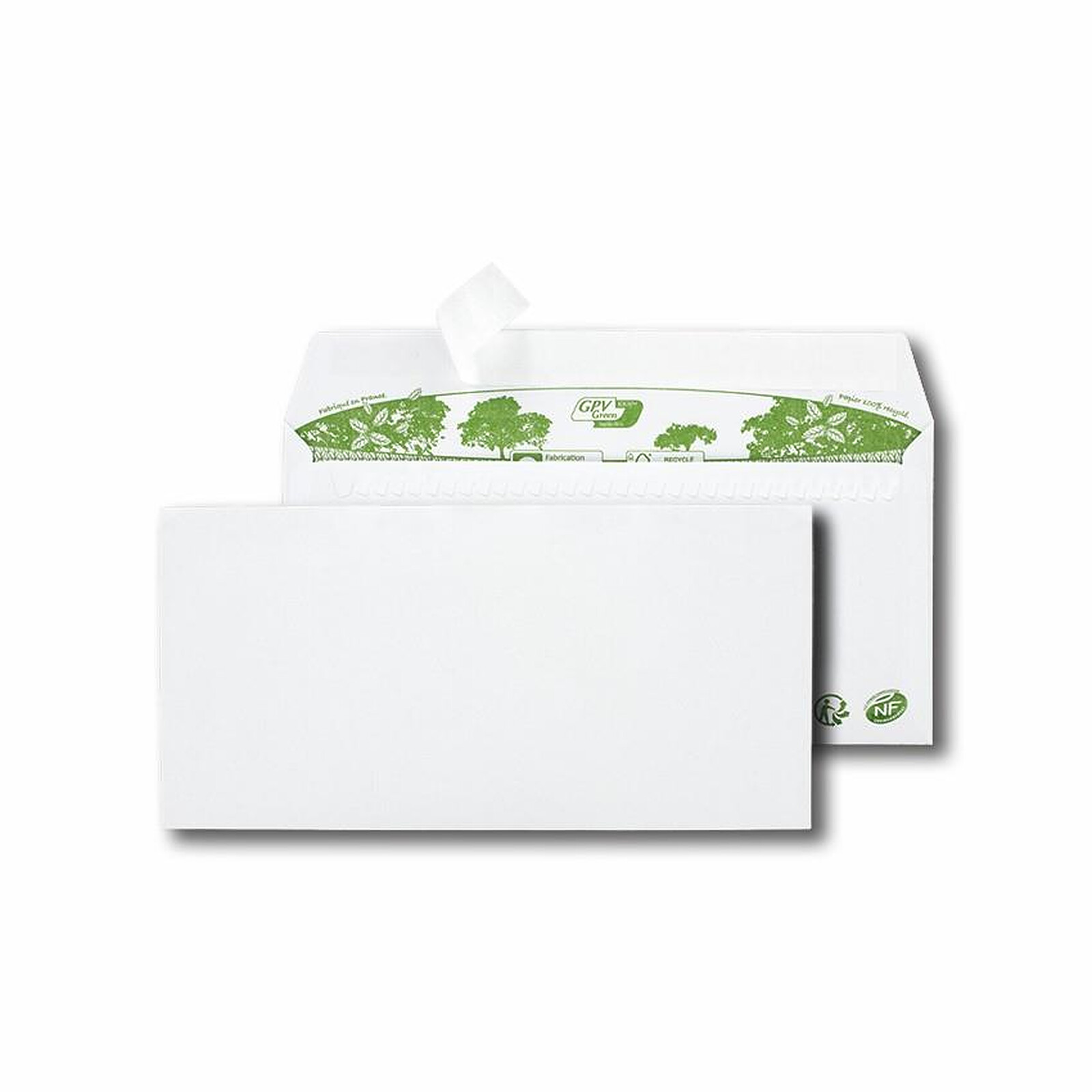 GPV Paquet de 50 enveloppes extra blanches 100% recyclées DL