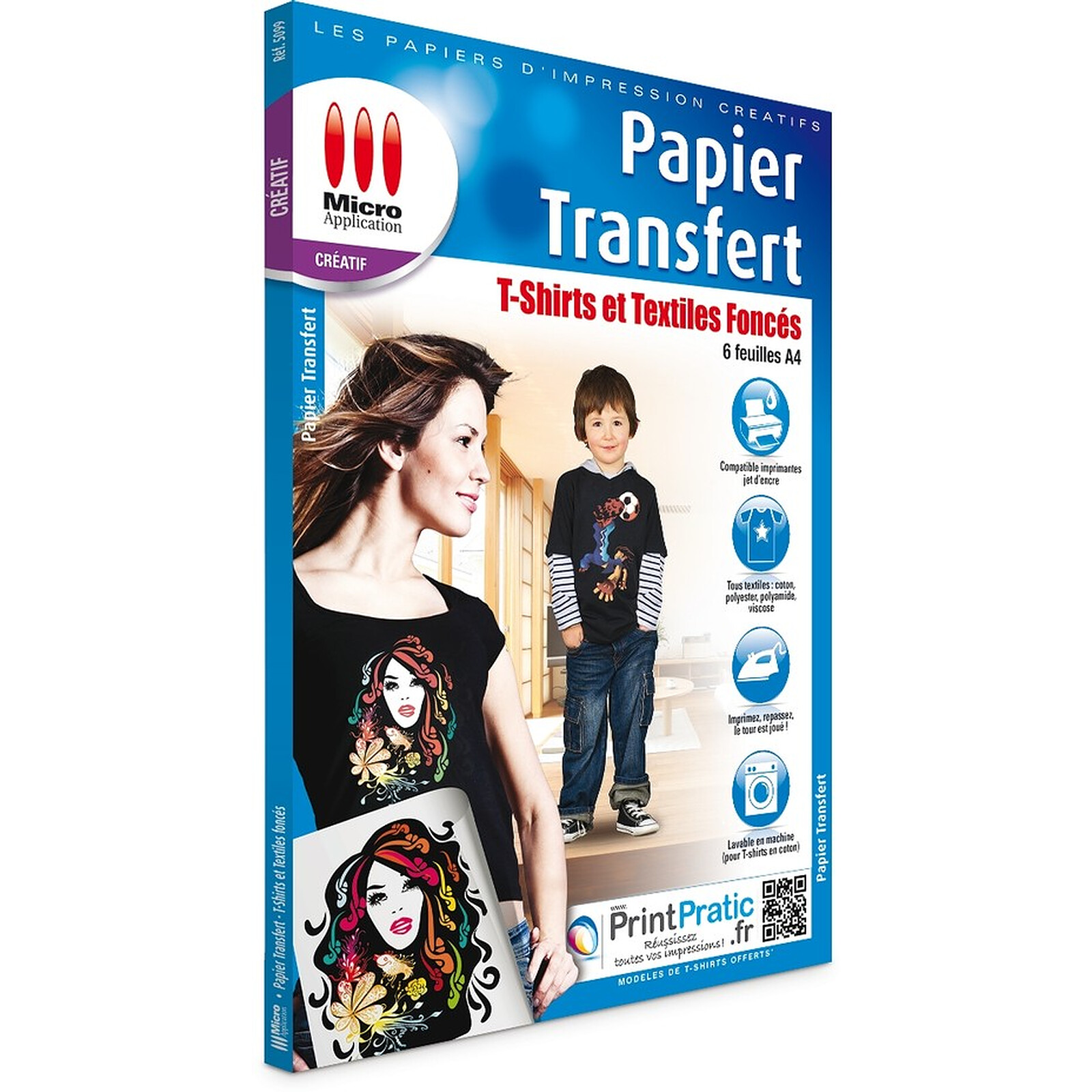 Papier Transfert pour Textile - Pochette 6 Feuilles A4 Papier