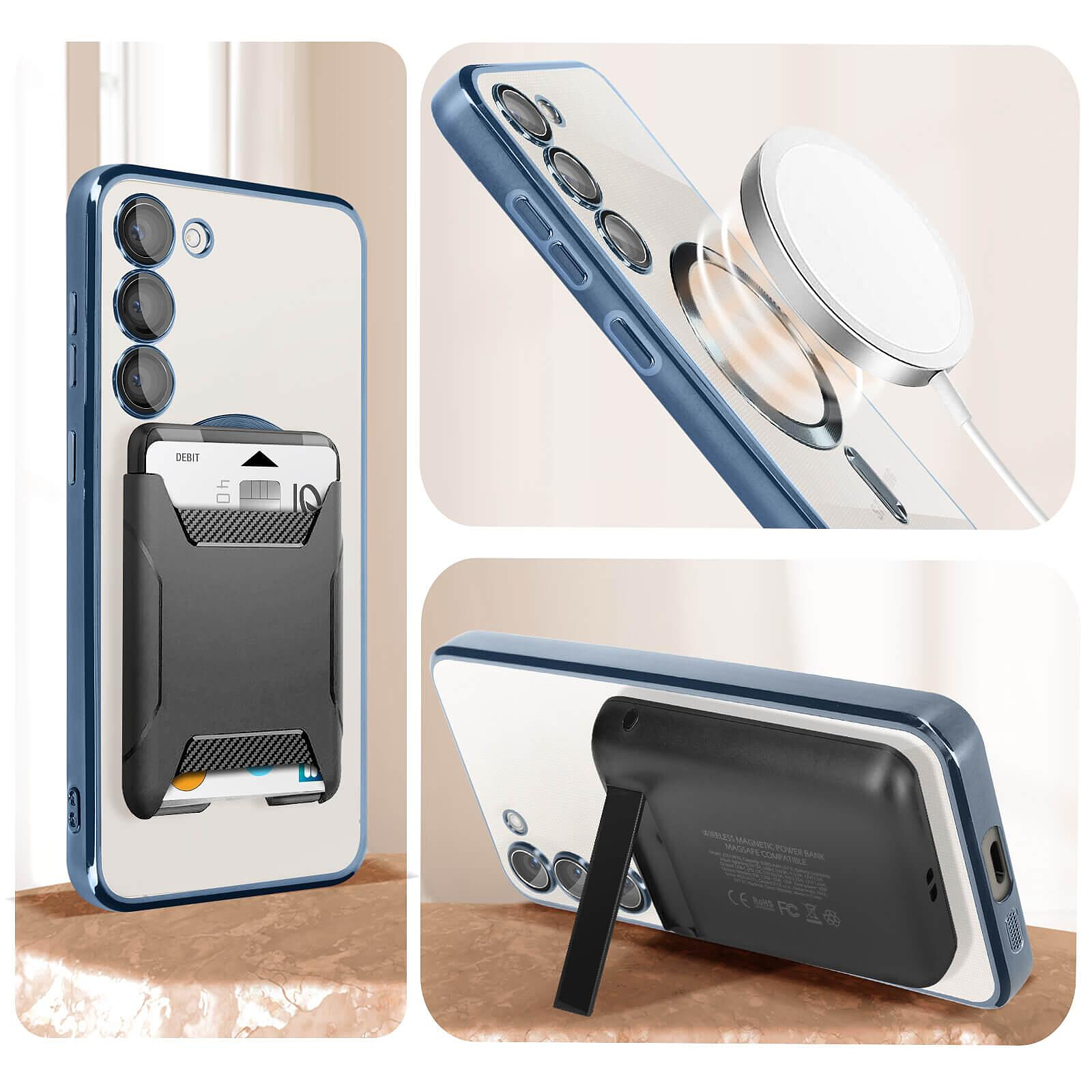 pochette IPhone 12 silicone transparent Super MagSafe bleu
