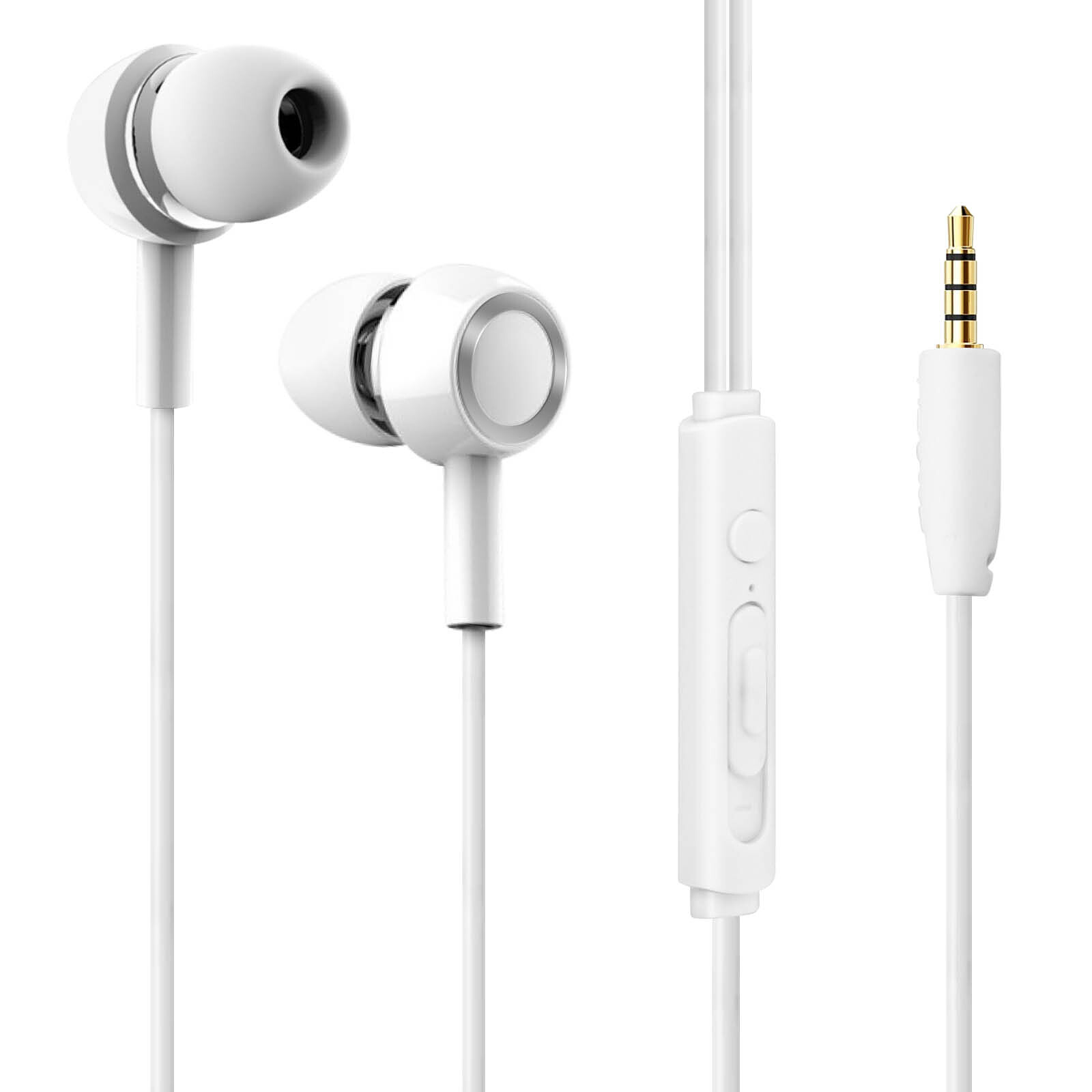 Écouteur intra-auriculaires avec fil et microphone - 3.5 mm - Blanc