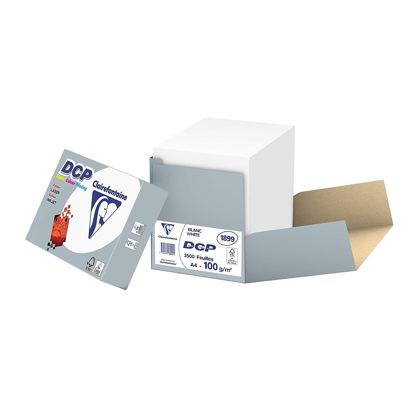 CLAIREFONTAINE Ramette 500 Feuilles Papier DCP 80g A4 210x297 mm Certifié  FSC Blanc - Ramette de papier - LDLC