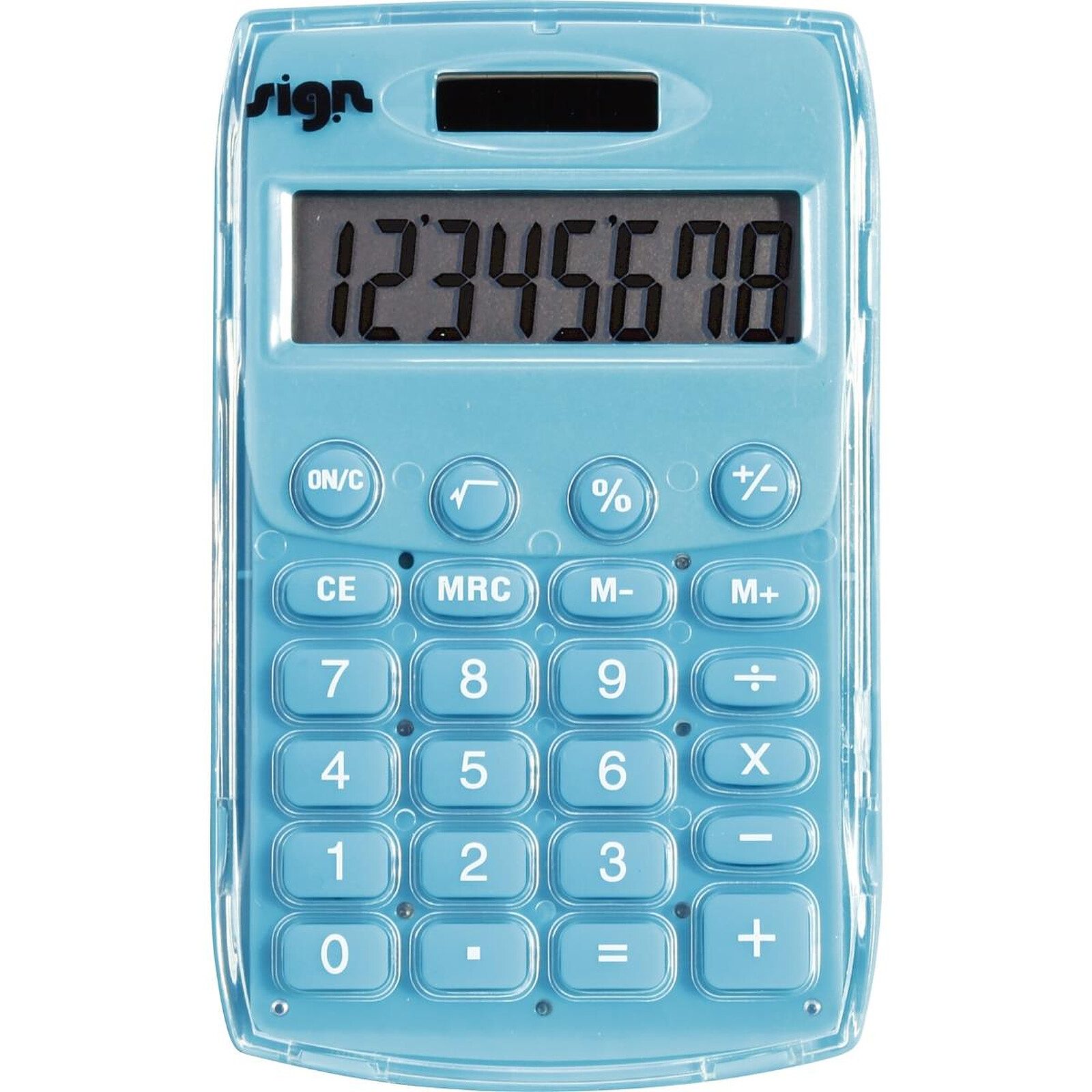 SIGN Calculatrice de Poche 8 chiffres solaire et pile Bleue - Calculatrice  - LDLC