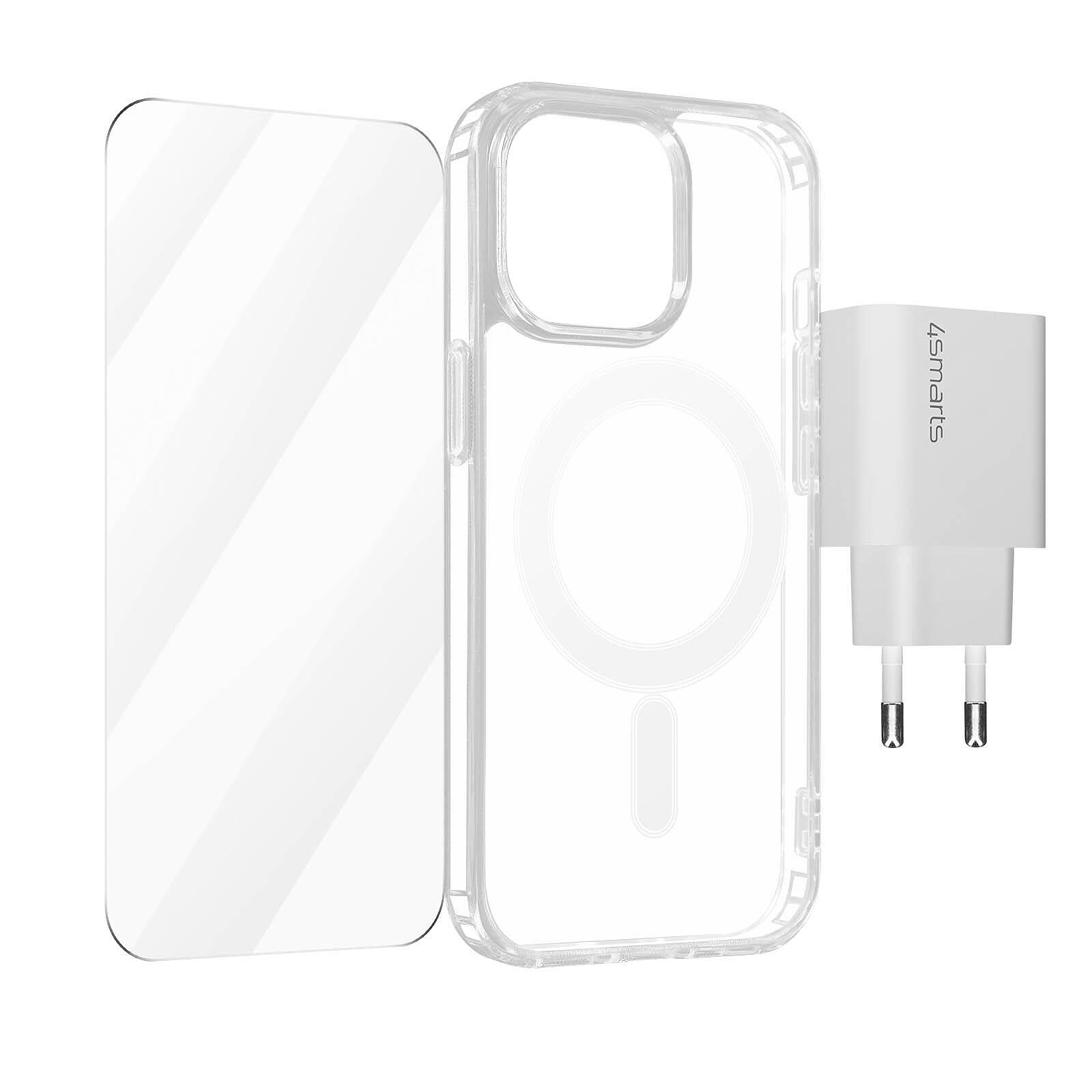 4smarts Pack 3-en-1 pour iPhone 15 Pro Max Coque MagSafe Verre Trempé  Chargeur USB-C 20W - Coque téléphone - LDLC