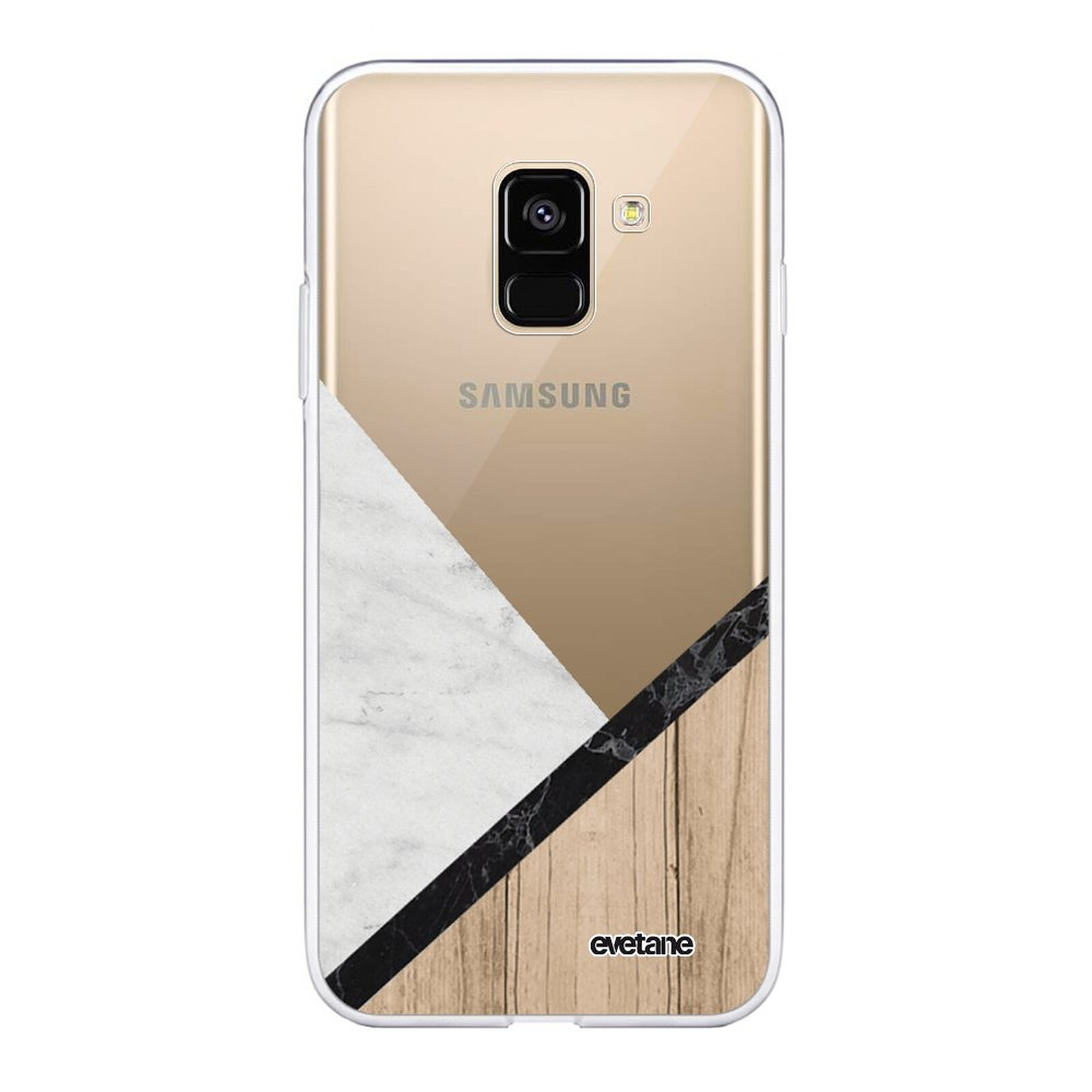 EVETANE Coque Samsung Galaxy A8 2018 360 intégrale Marbre et Bois Graphique Tendance - Coque téléphone Evetane sur LDLC.com