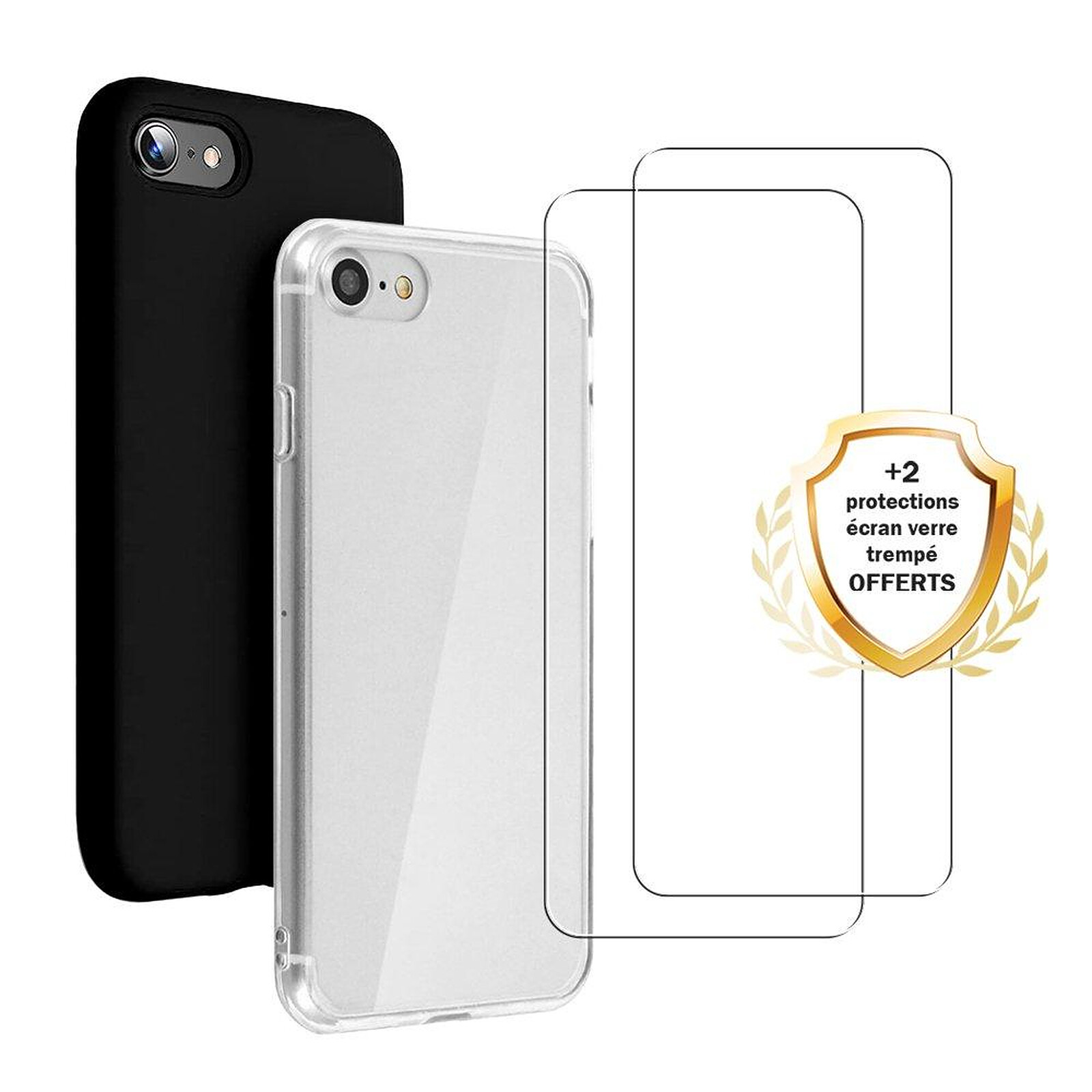 Evetane Coque iPhone 14 Pro Antichoc Silicone bords renforcés + 2 Vitres en  verre trempé Protection écran - Coque téléphone - LDLC