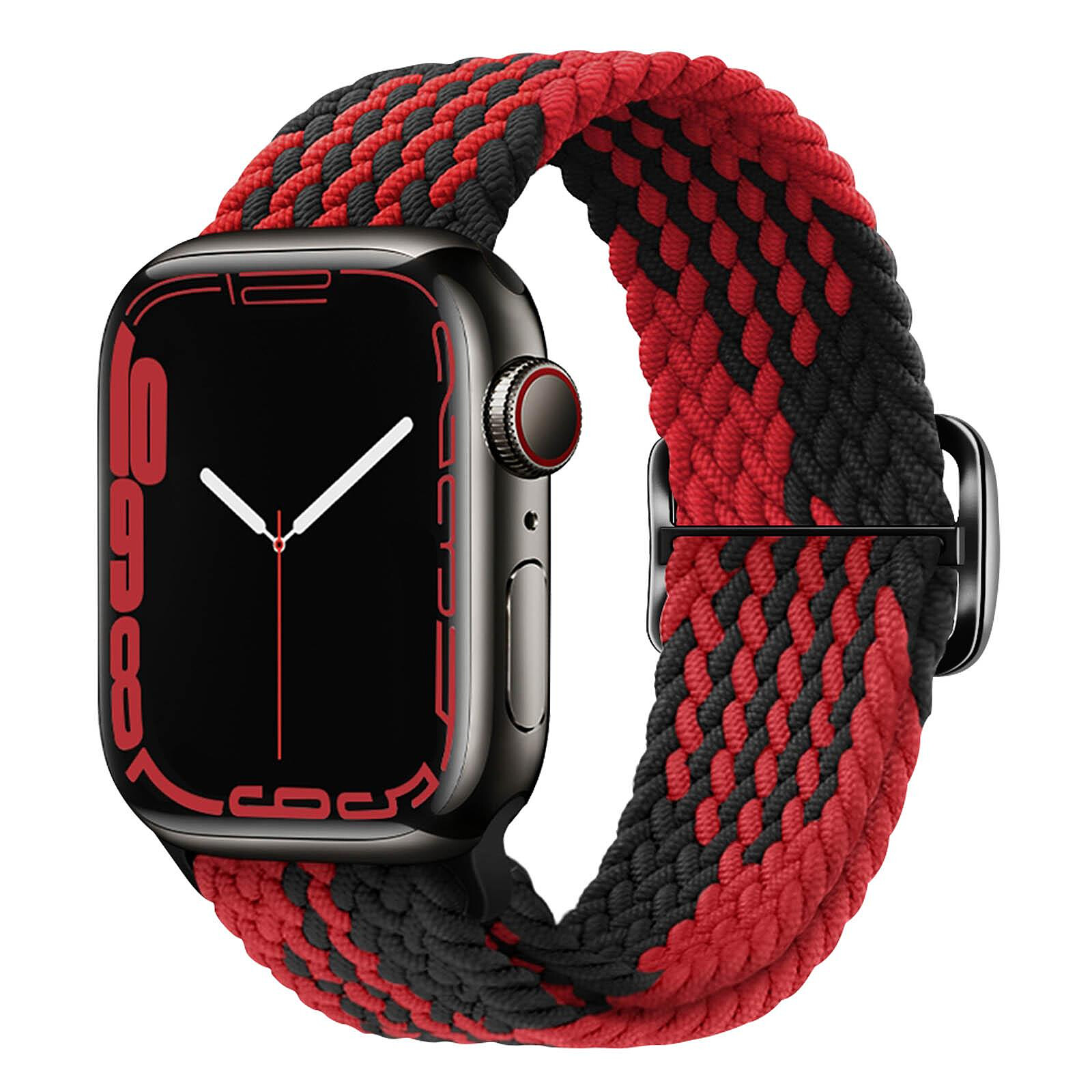Avizar Bracelet pour Apple Watch 41mm et 40mm et 38 mm Nylon Tressé  Ajustable par Boucle Métallique noir et rouge - Accessoires montre et  bracelet - LDLC