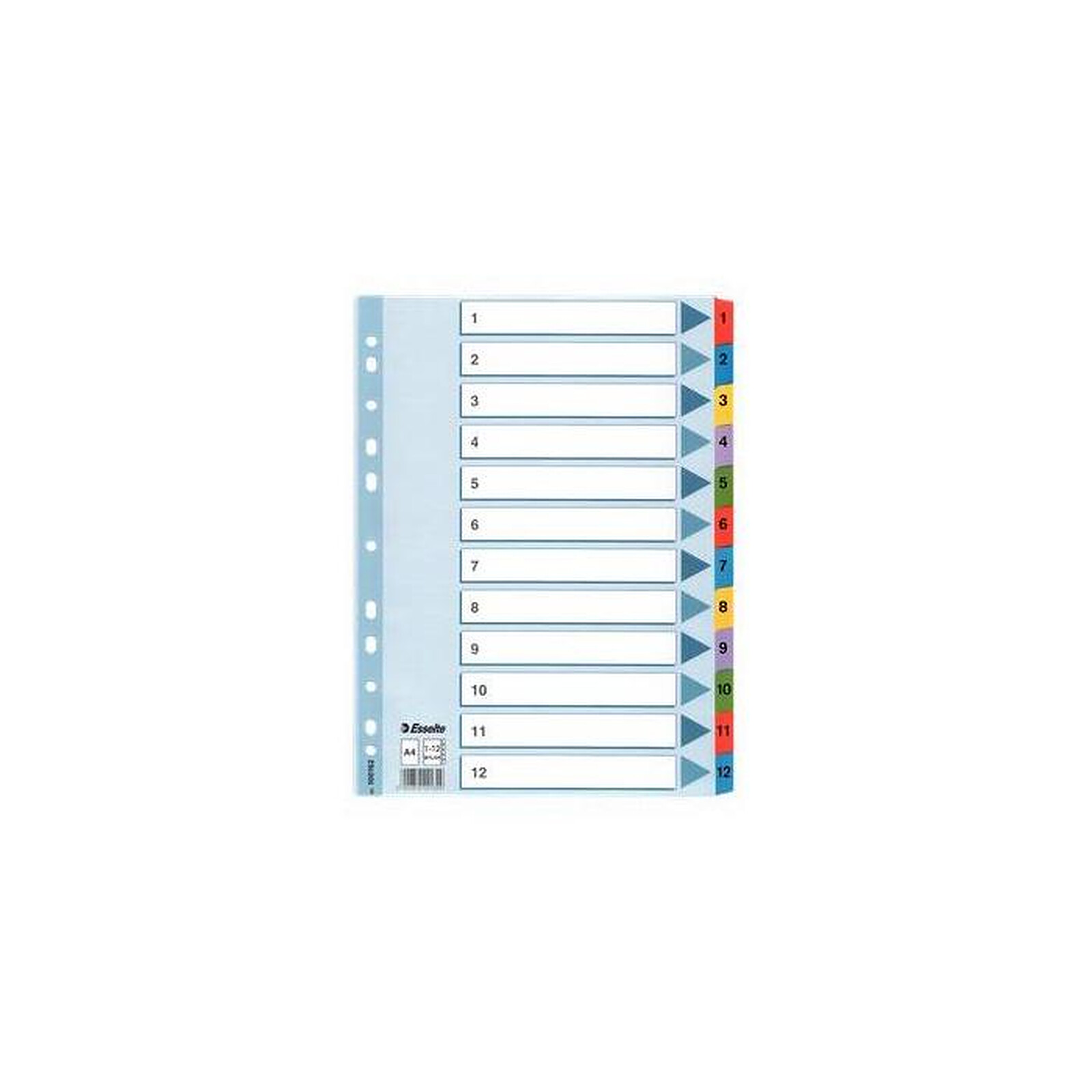 ESSELTE Intercalaires répertoire numérique 1-12, A4 Mylar, en couleurs x 10  - Intercalaire - LDLC