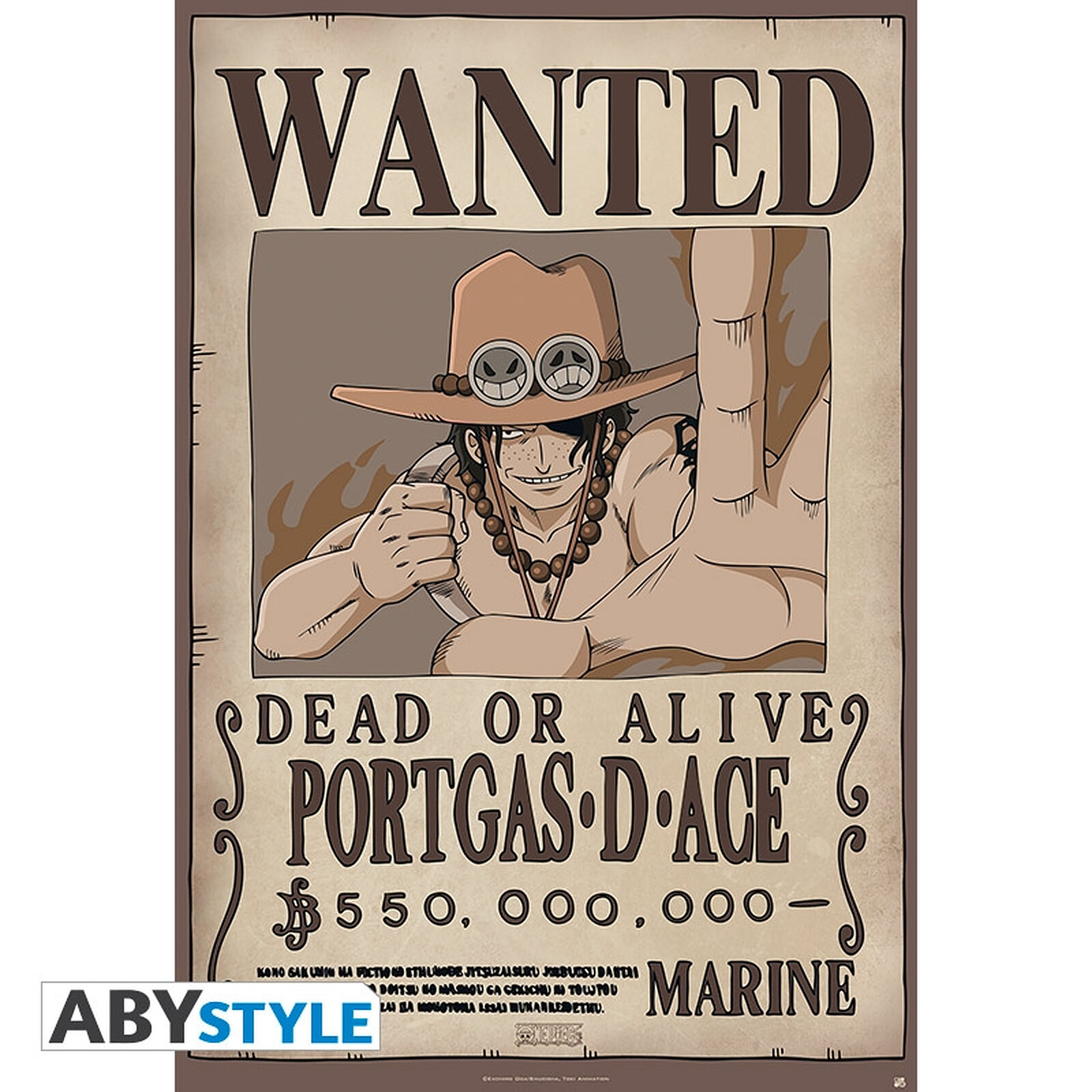 One Piece - Poster Wanted Ace (91,5 X 61 Cm) - Produits Geek divers - LDLC