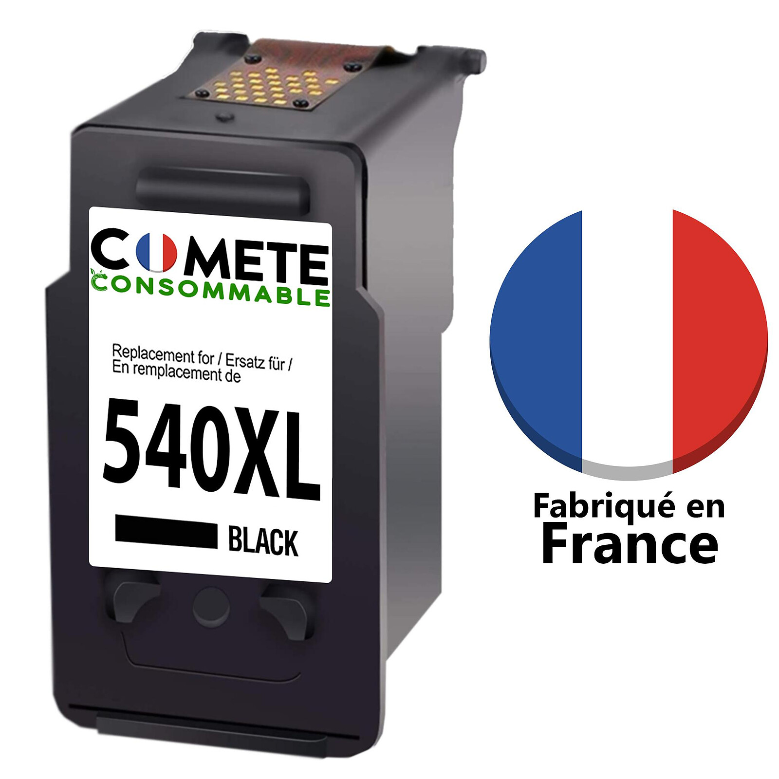 COMETE - 540XL - 1 cartouche MADE IN FRANCE compatible CANON 540XL - Noir -  Marque française - Cartouche imprimante - LDLC