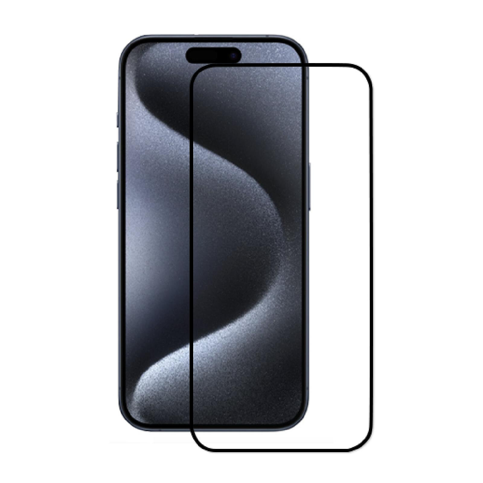 Protecteur d’Écran iPhone 15 Pro en Verre Trempé Full Cover - Bord Noir