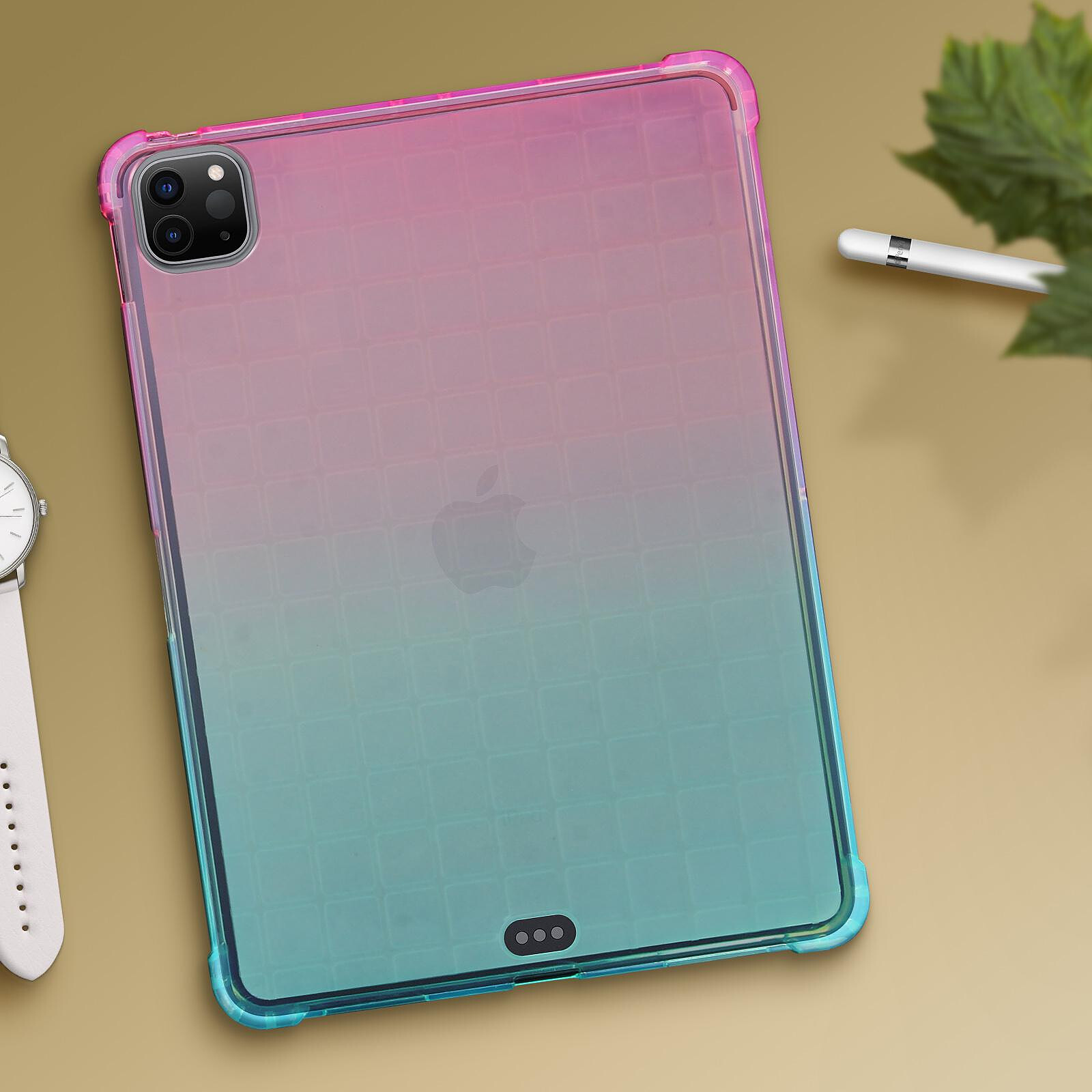 Avizar Coque pour Apple iPad Pro 11 2020 / 2018 / 2021 et iPad Air 2020  Protection Silicone Gel Flexible Coins Bumper Bleu et Rose - Etui tablette  - LDLC