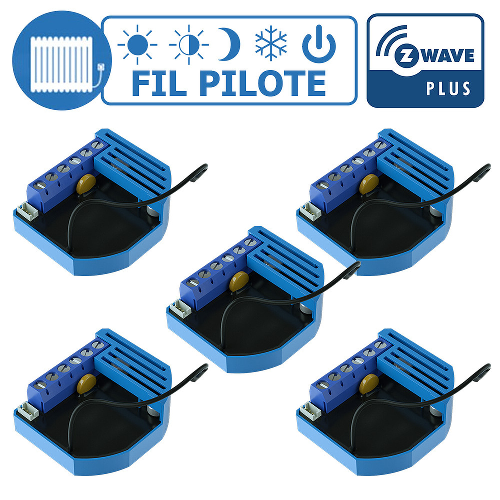 Qubino Lot De 5 Modules Fil Pilote Encastrable Z-wave Plus