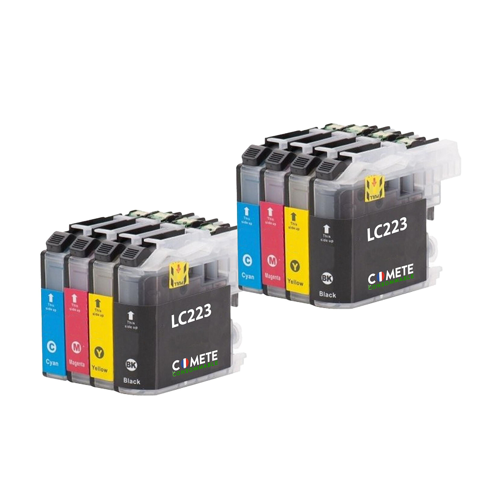 COMETE - LC223 XL - Pack de 8 Cartouches d'encre Compatible avec Brother -  Couleur et Noir - Marque française - Cartouche imprimante - LDLC