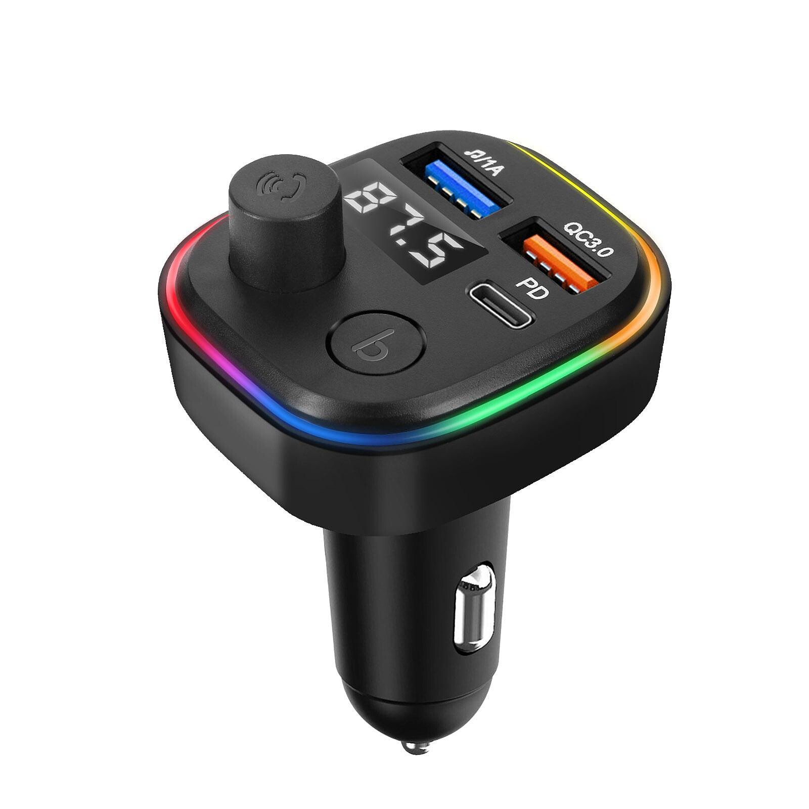 Avizar Transmetteur FM Bluetooth avec Chargeur Voiture USB QC 3.0 et USB-C  18W C2 Noir - Kit main libre - LDLC