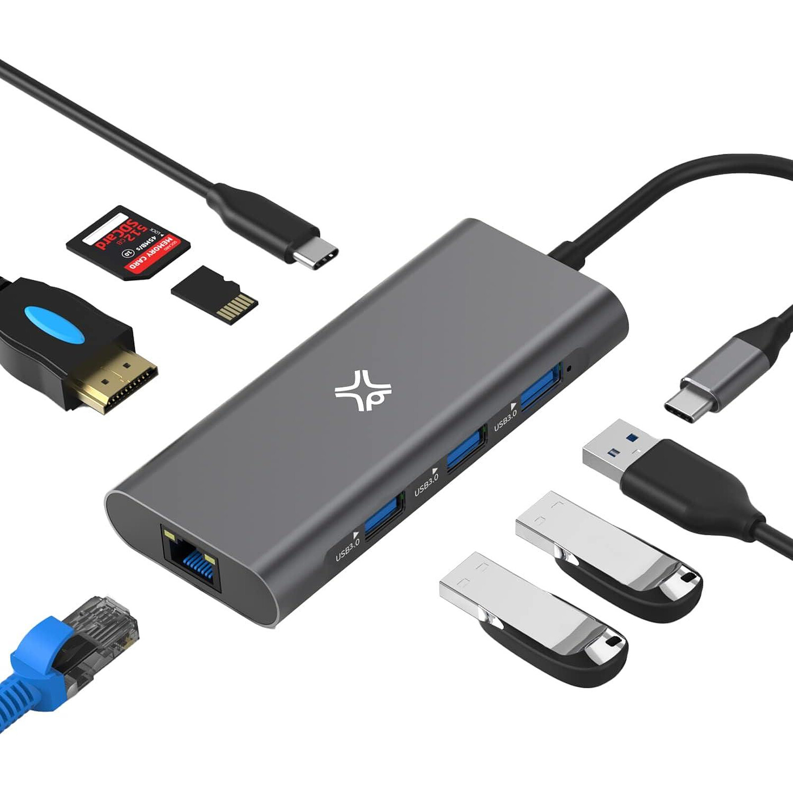 Sans Marque Adaptateur Lightning AV numérique vers HDMI, Lecteur Carte SD &  TF, Port USB et Port de charge à prix pas cher