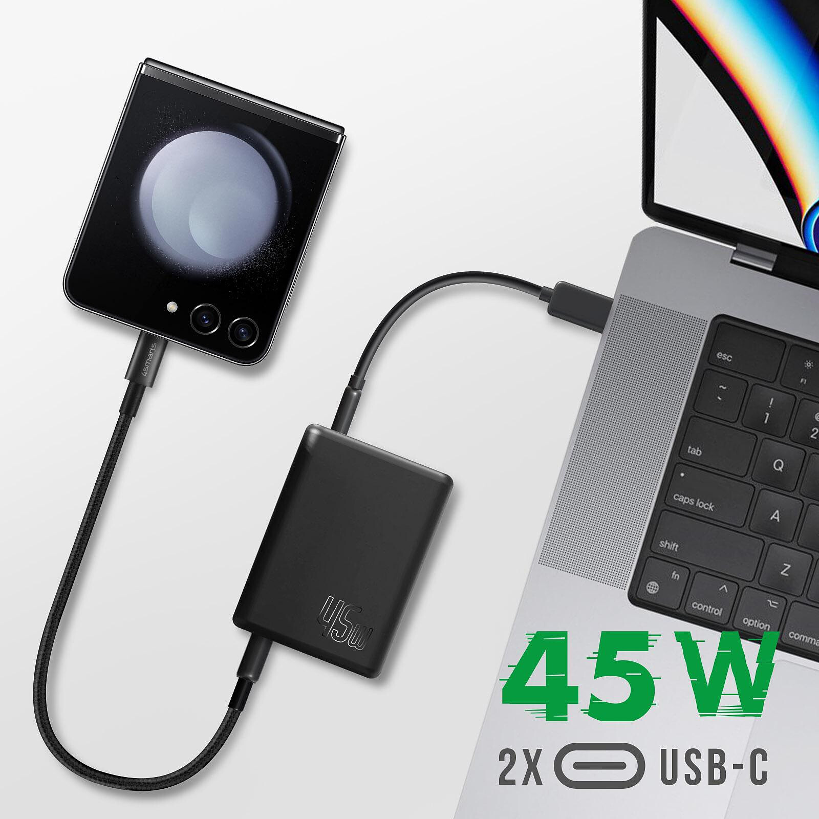 4smarts Chargeur Externe 10000mAh 2 USB-C 45W Design Compact