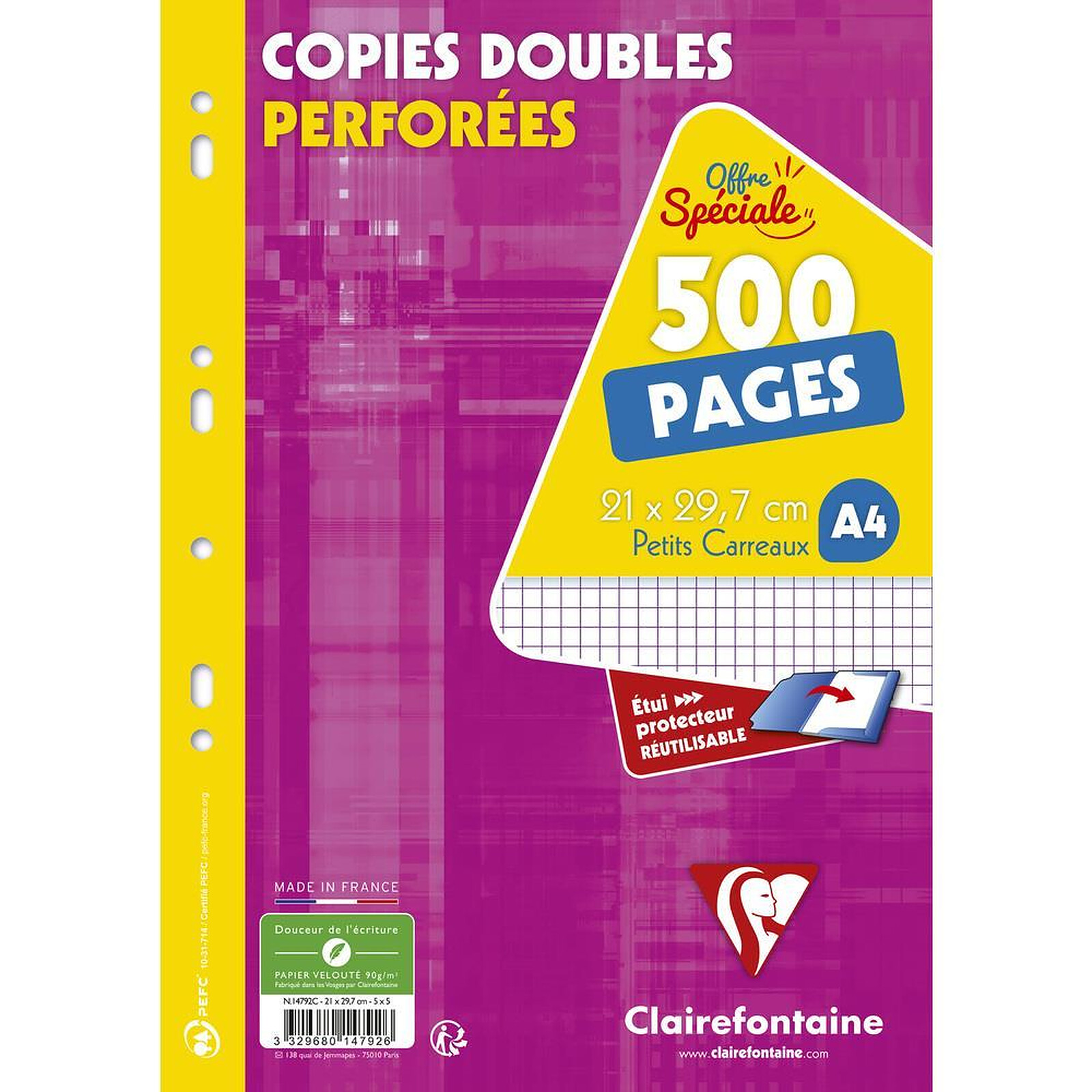 Stock Bureau - CONQUÉRANT Feuilles Simples 200 Pages A4 90g Petits Carreaux