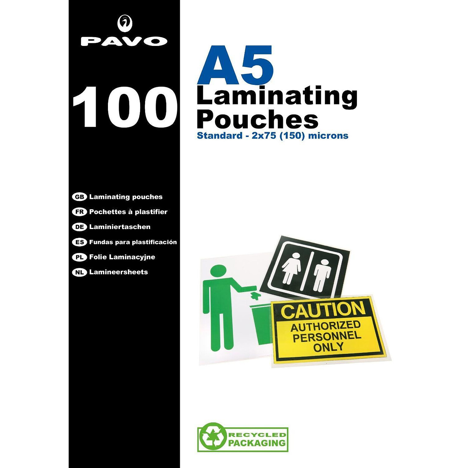 PAVO Pack de 100 Pochettes de Plastification A5 2 x 75 microns