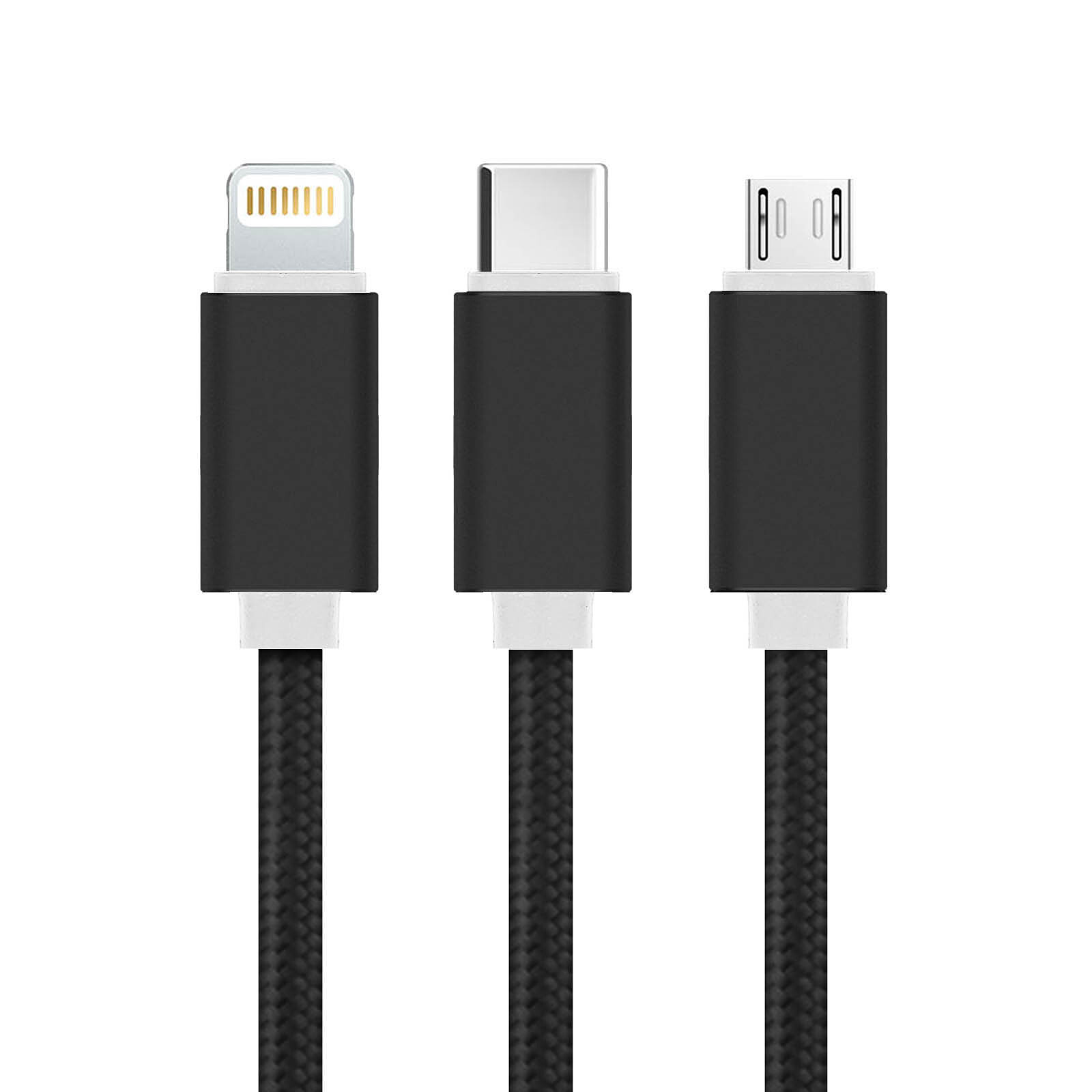 Ineck - INECK - Cable UBS multi embout, micro USB, USB Type C, lightning -  compatible avec smartphones, kindle, - Câble Lightning - Rue du Commerce