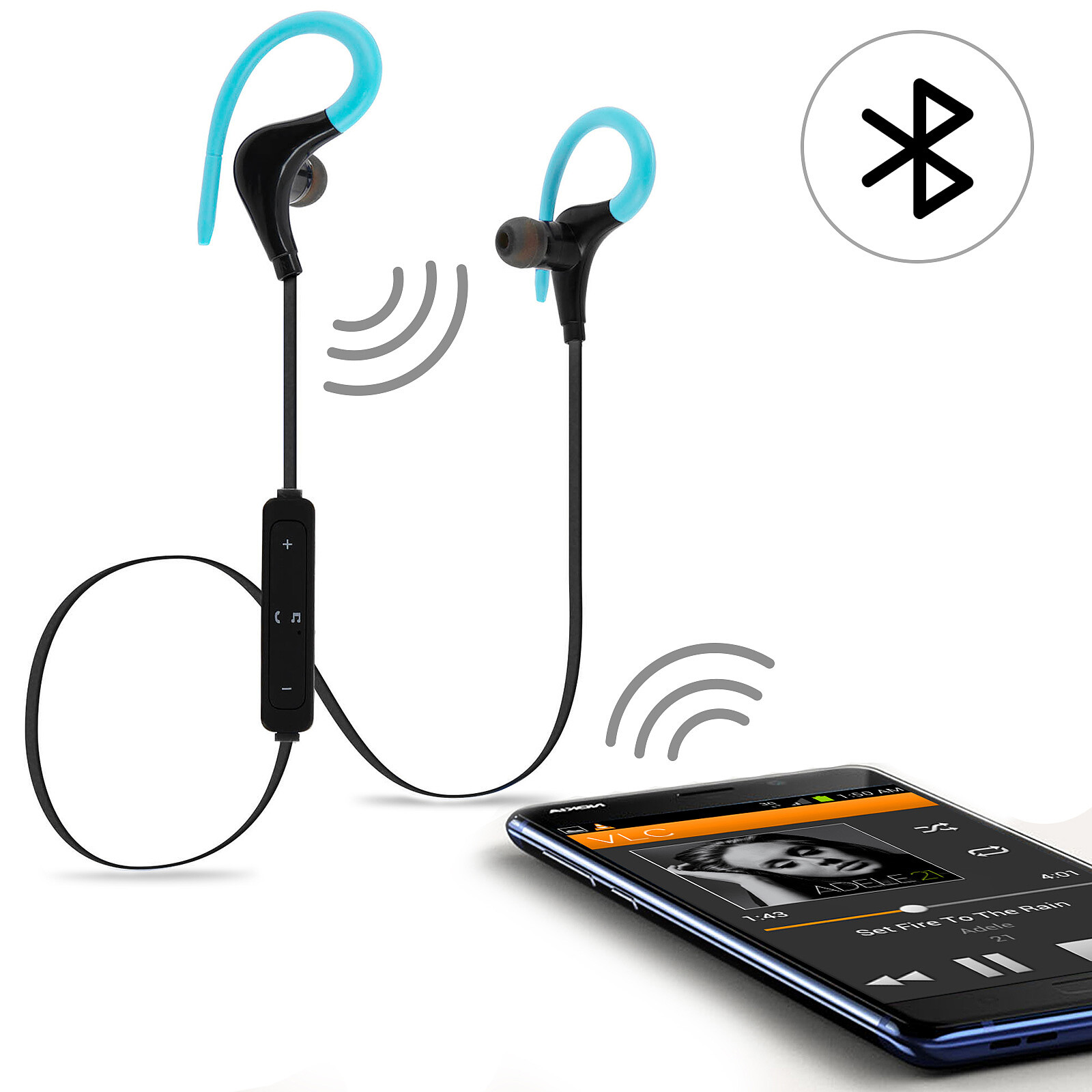 Avizar Ecouteurs Sport Bluetooth Casque Sans-fil Télécommande + Micro  intégrés Bleu - Kit piéton et Casque - LDLC