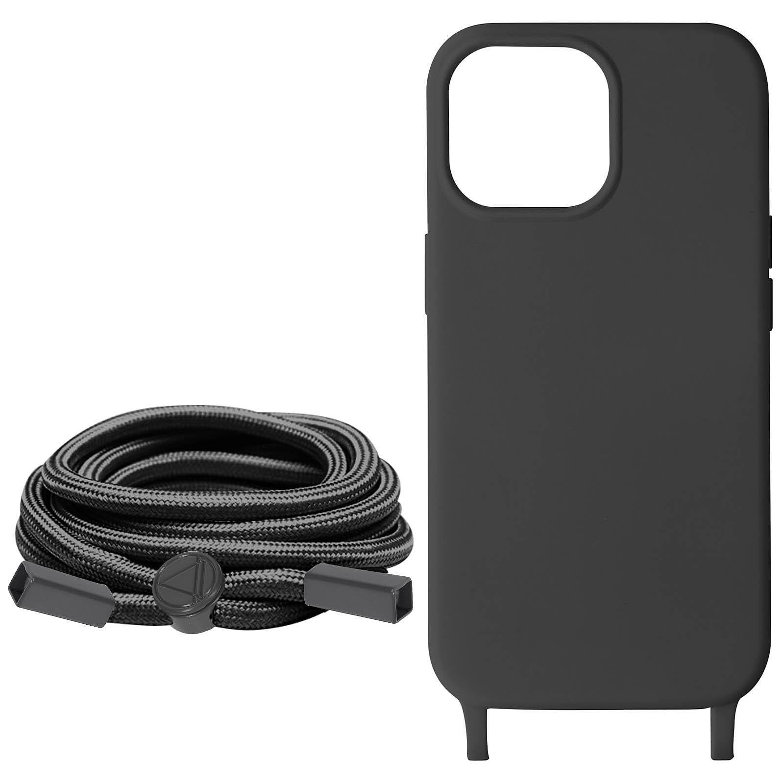 Coque cordon iPhone 15 Pro Max, noir