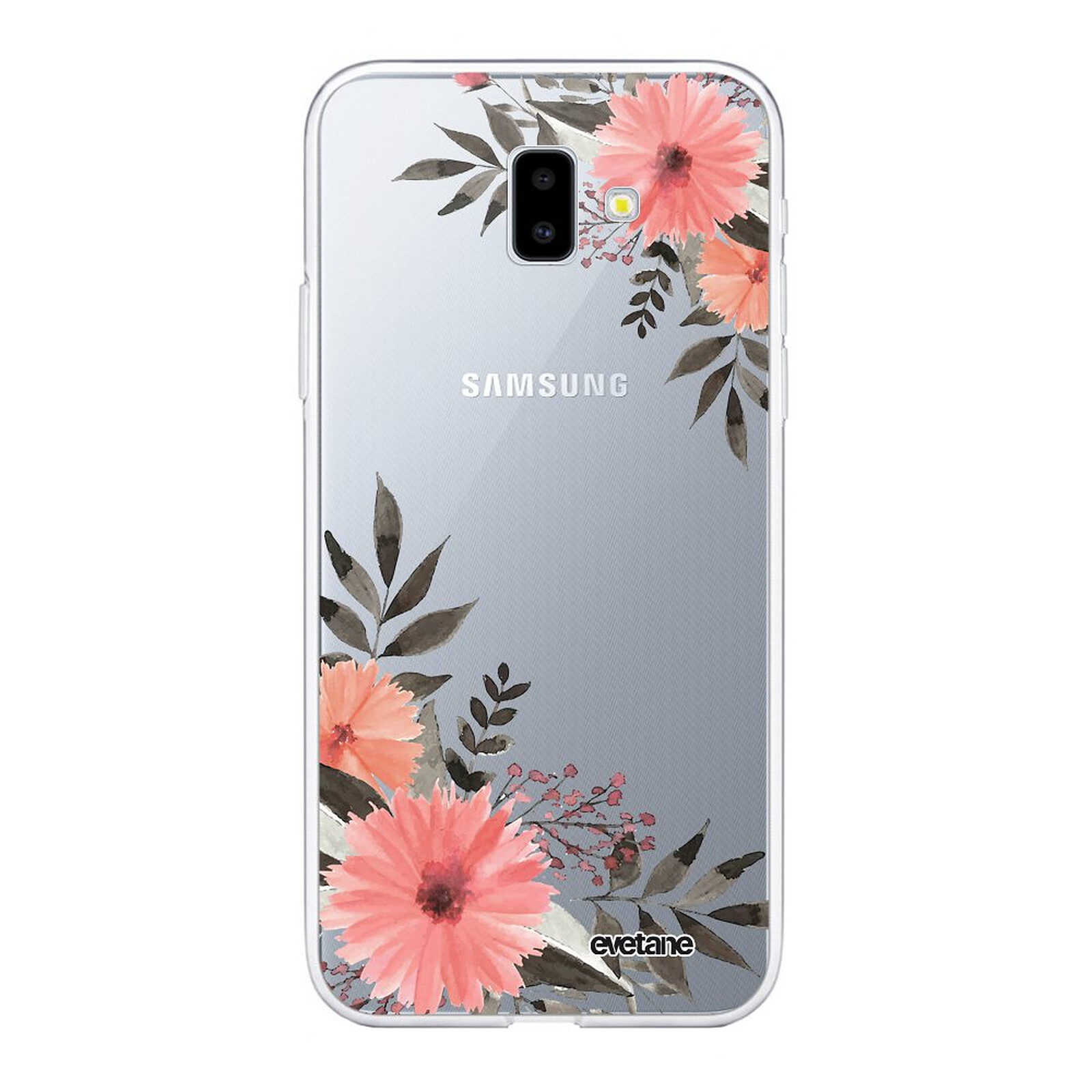 موقع فيوليت EVETANE Coque Samsung Galaxy J6 Plus 2018 silicone transparente Fleurs roses ultra resistant Protection housse - Coque téléphone Evetane sur LDLC
