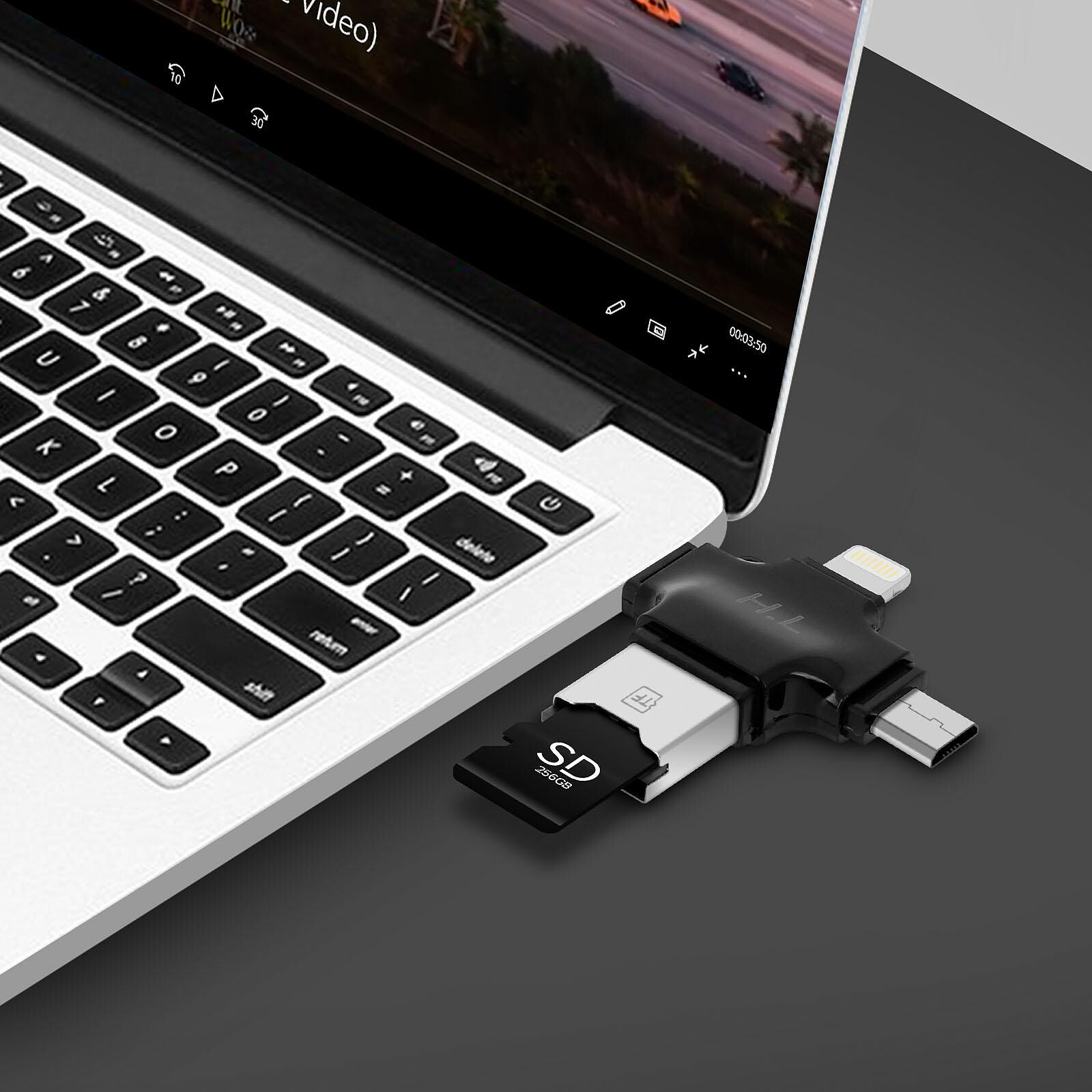 Lecteur de carte SD 4 en 1 IOS/Micro USB/USB type-c/USB pour