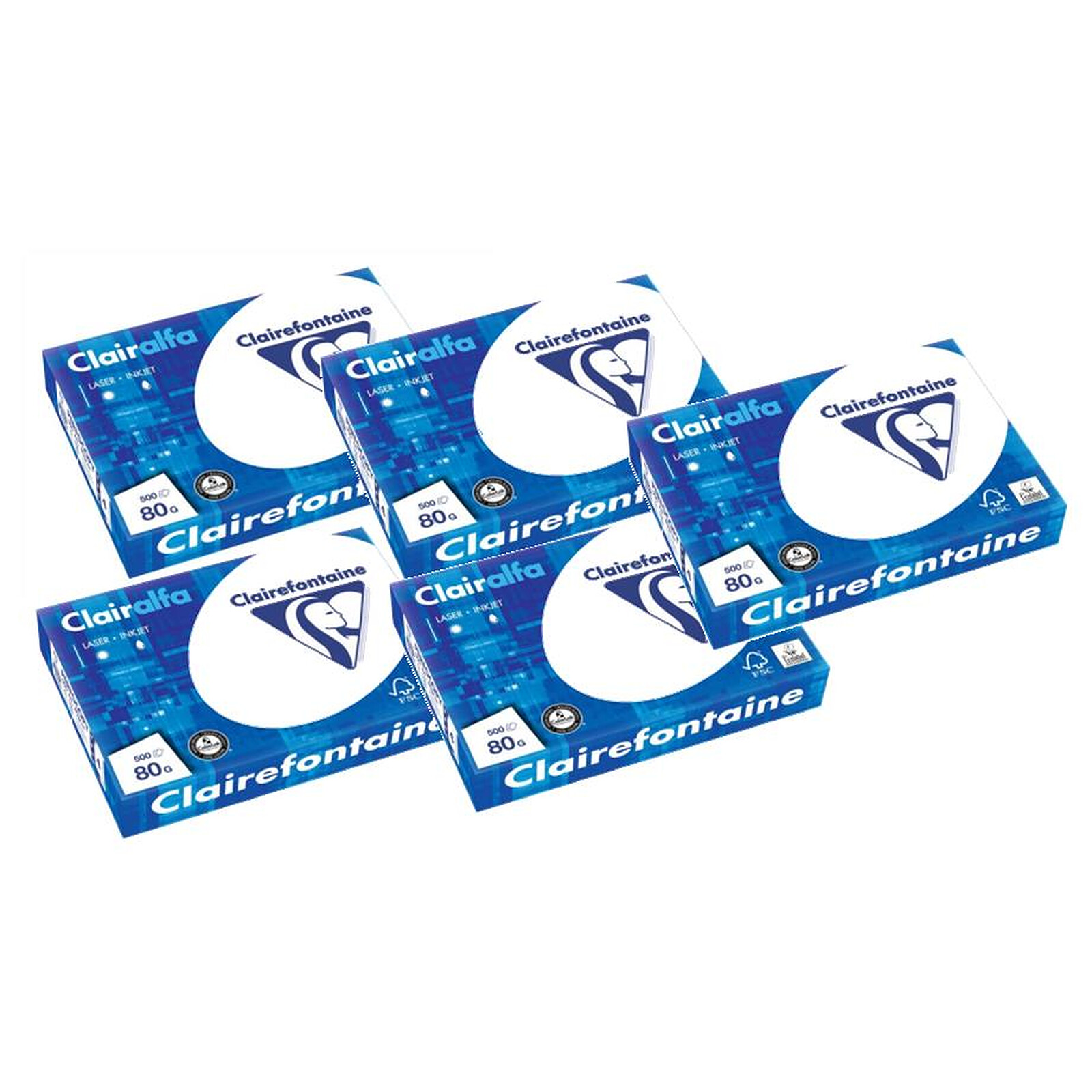 Clairefontaine Clairalfa A4 250g ramette 125 feuilles Blanc X5