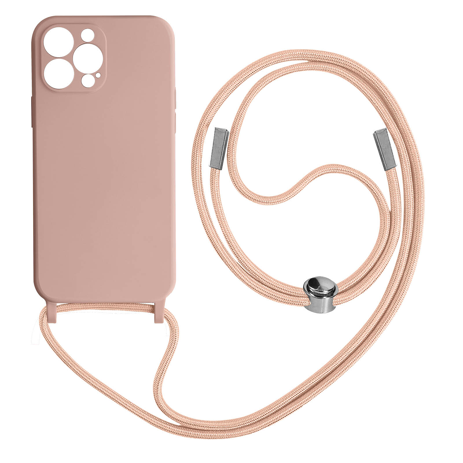 Avizar Coque Cordon pour Apple iPhone 13 Pro Max Semi-rigide Lanière Tour  du Cou 80cm rose - Coque téléphone - LDLC