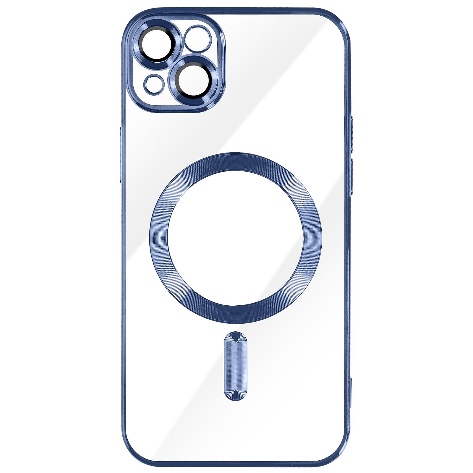 Coque silicone+protection caméra bleu iPhone 13Pro Max