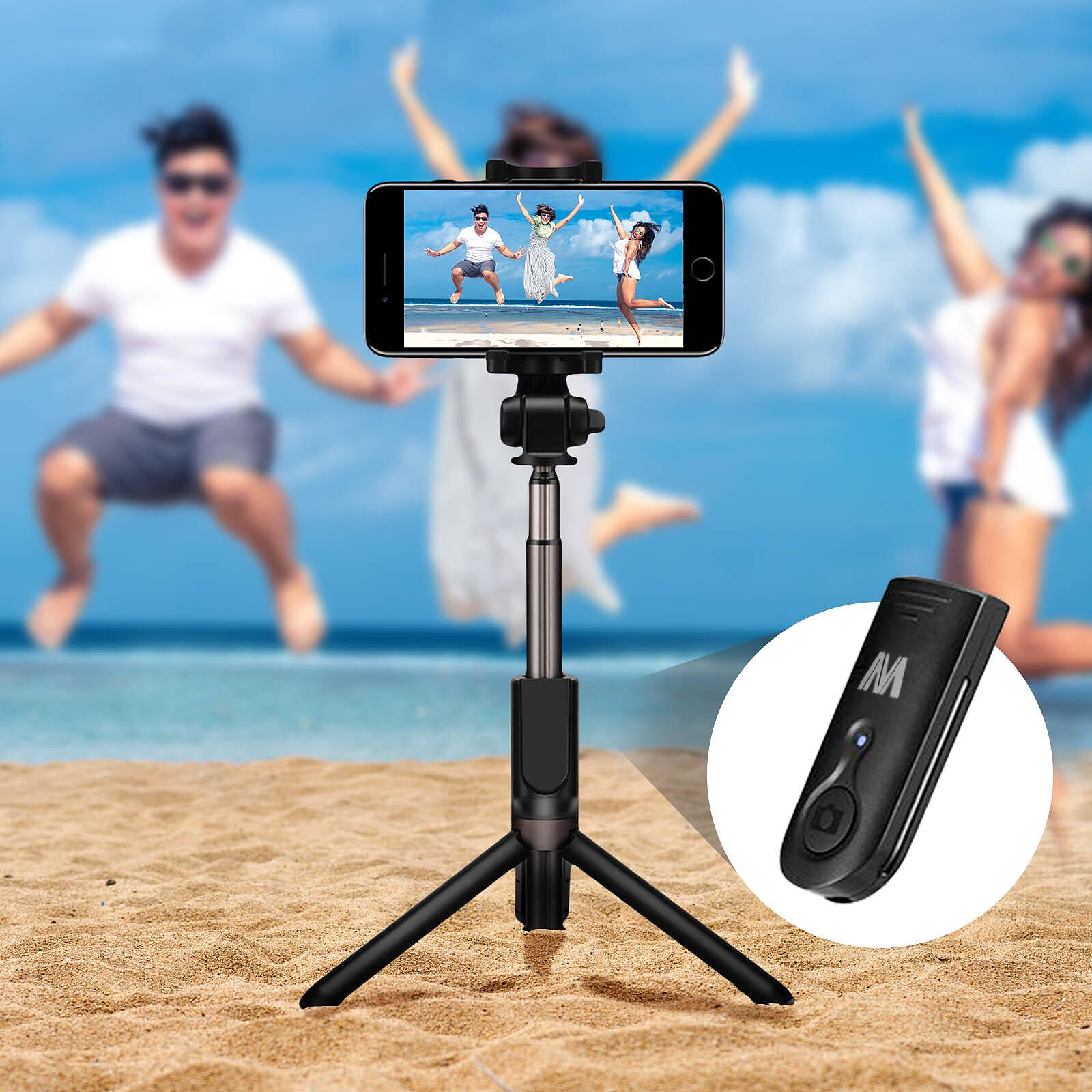 Avizar Perche Selfie Smartphone Bluetooth Rotative à 360° Fonction Trépied  - Noir