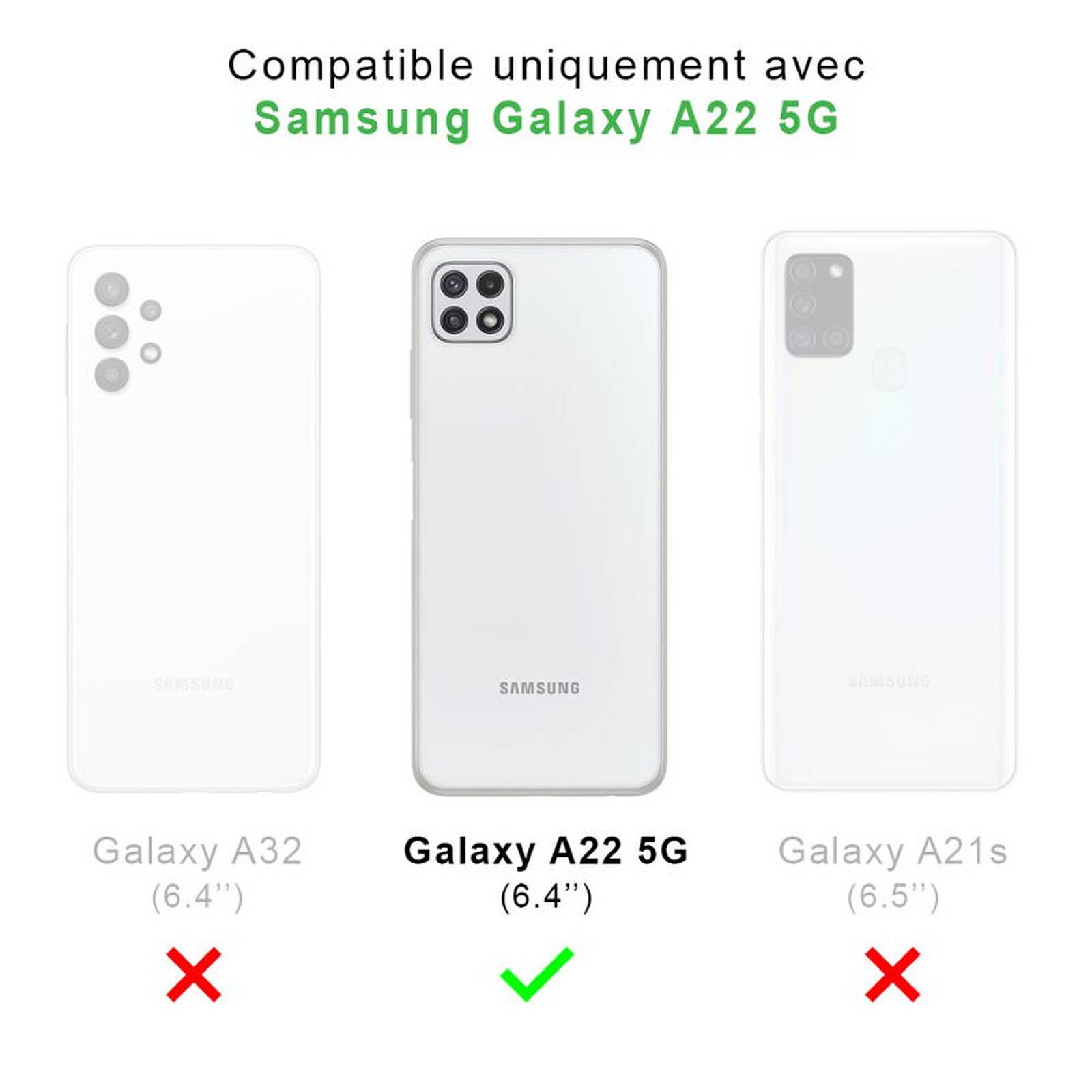 kwmobile Coque Smartphone Compatible avec Samsung Galaxy A22 5G Rose Clair-Blanc-Transparent Housse en Silicone avec Cordon de Collier 