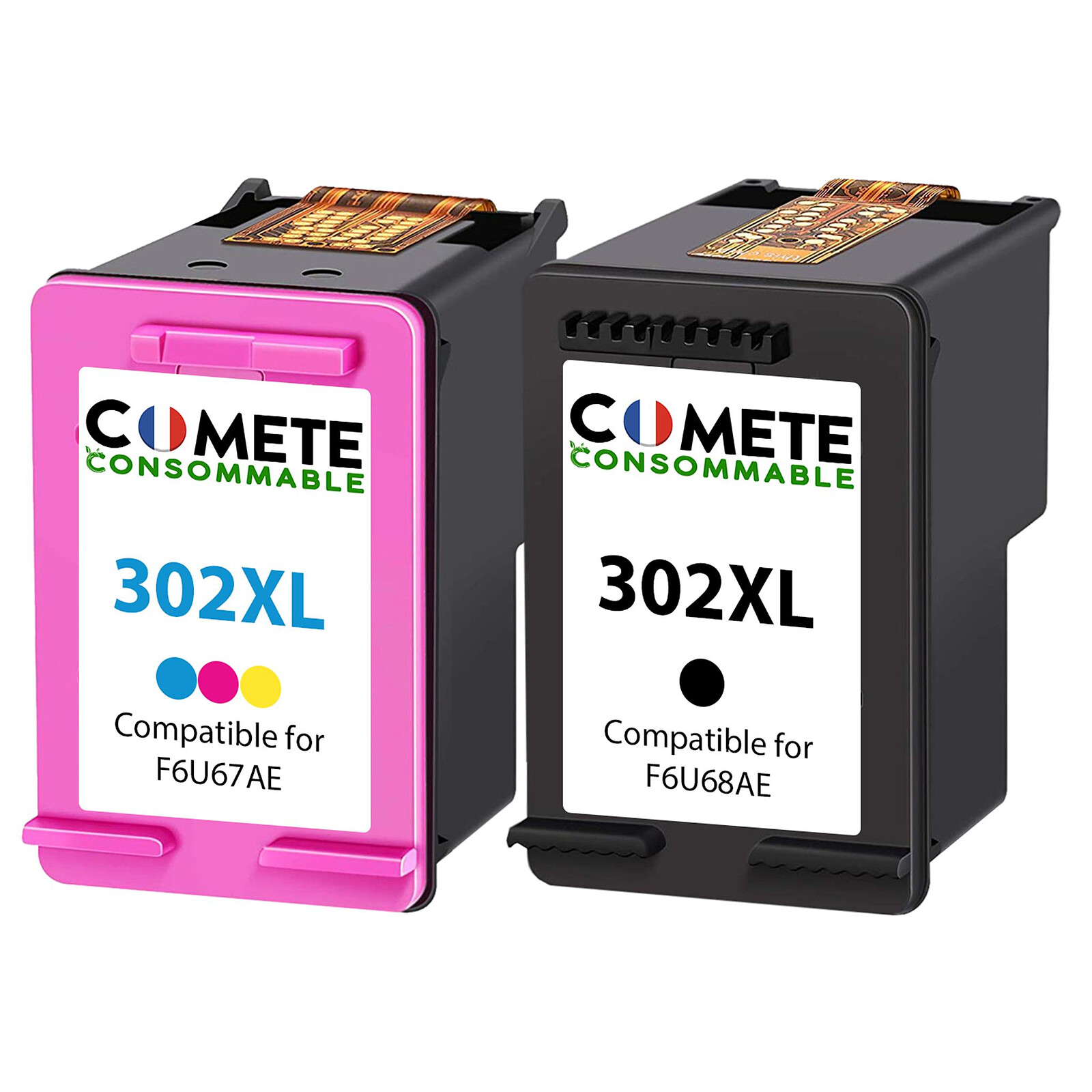 COMETE - 302XL - 2 Cartouches compatibles HP 302 XL 302XL - Noir et couleur  - Maque française - Cartouche imprimante - LDLC