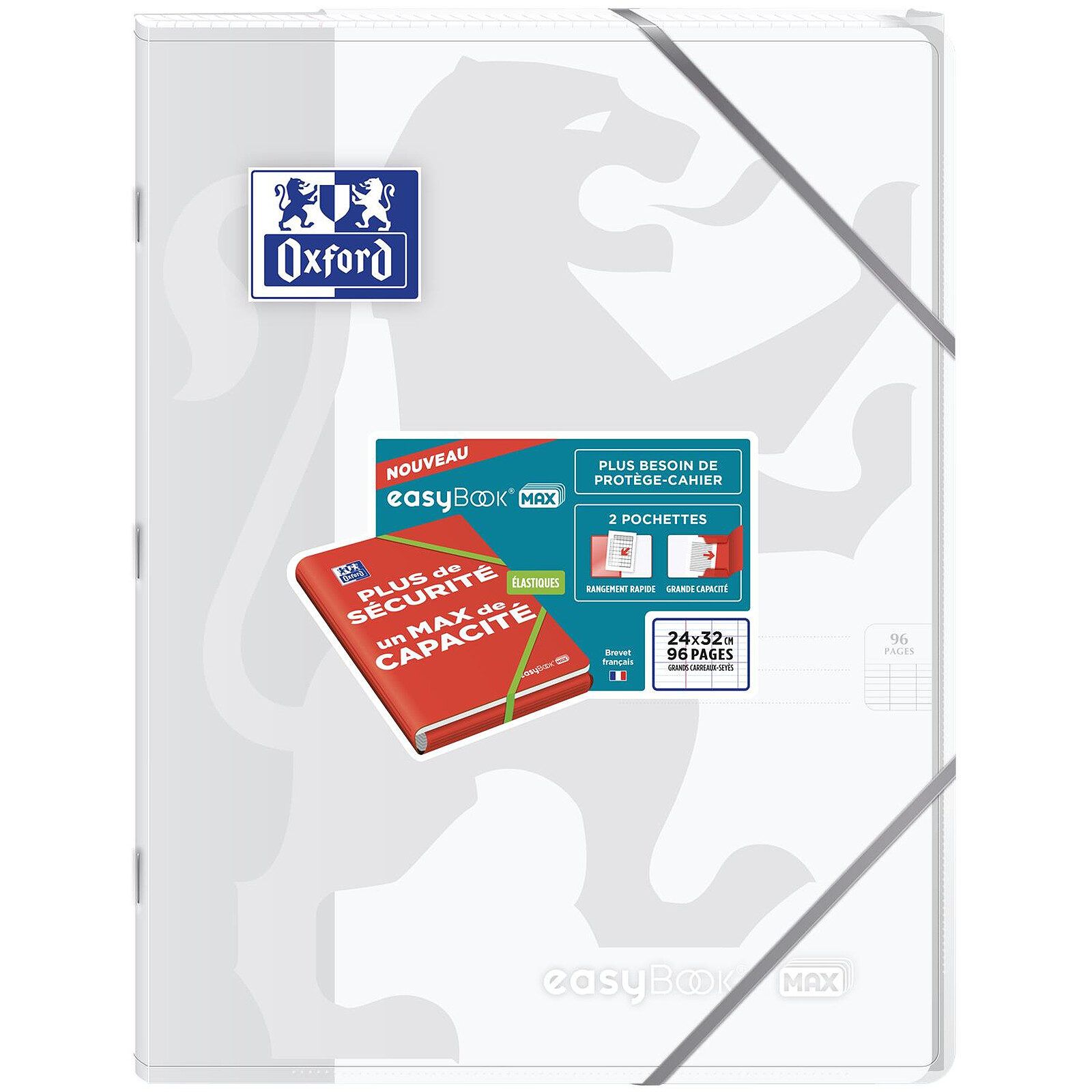 Cahier 96 pages - Grands carreaux - 240 x 320 mm OXFORD EasyBook Max