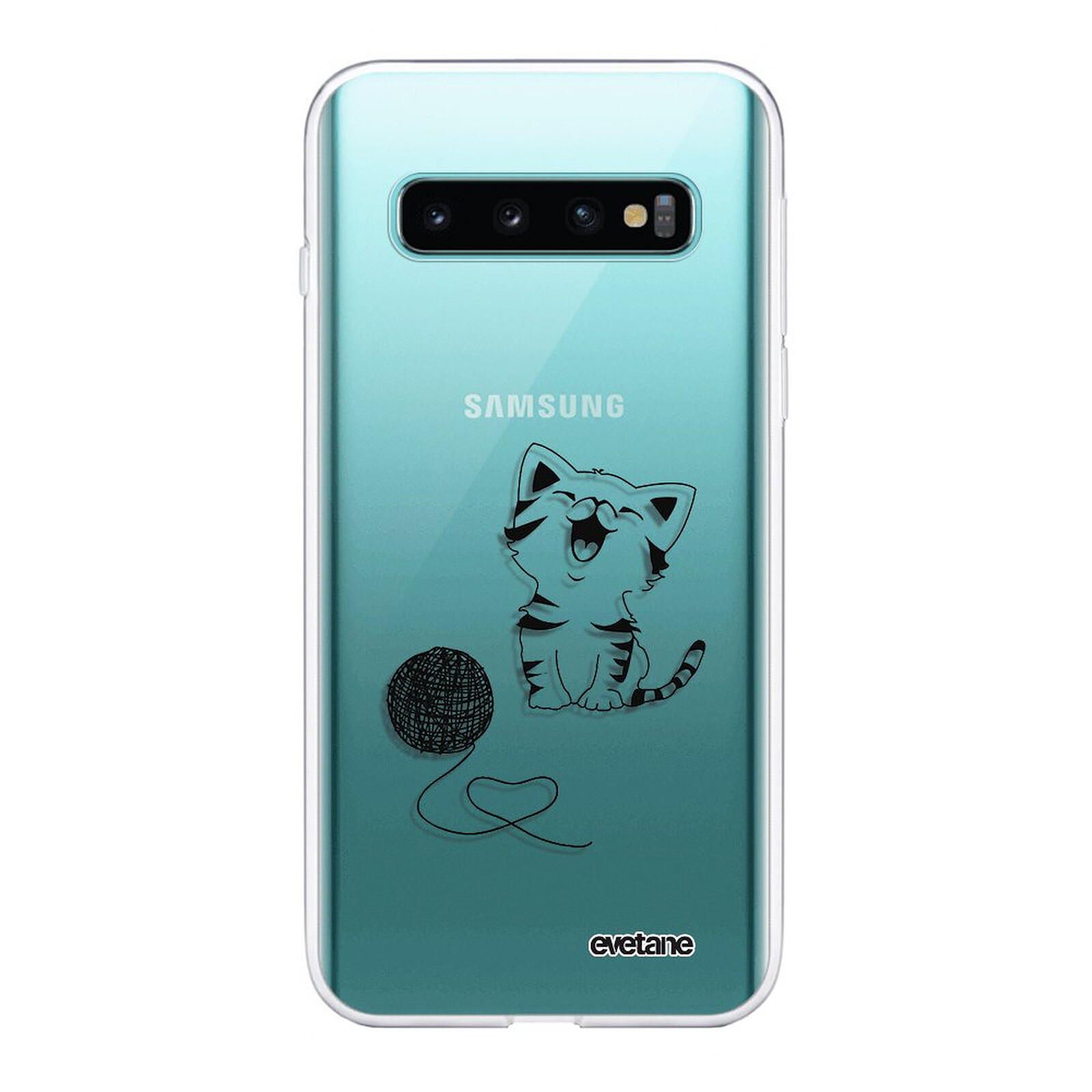 فلوس سعودية EVETANE Coque Samsung Galaxy S10 Plus silicone transparente Chat et Laine ultra resistant Protection housse - Coque téléphone Evetane sur LDLC