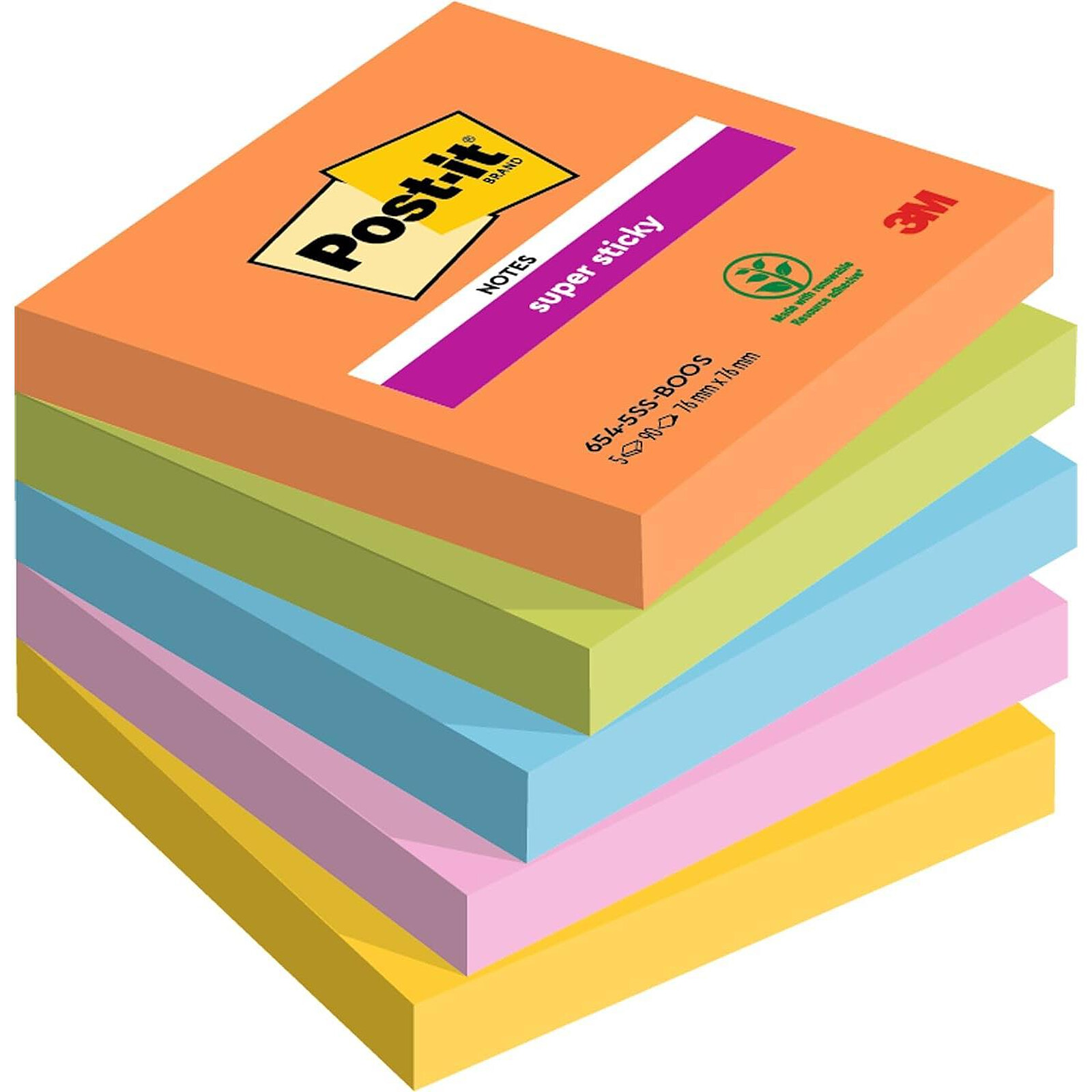 Post-it Notes repositionnables, 3 couleurs x 100 notes