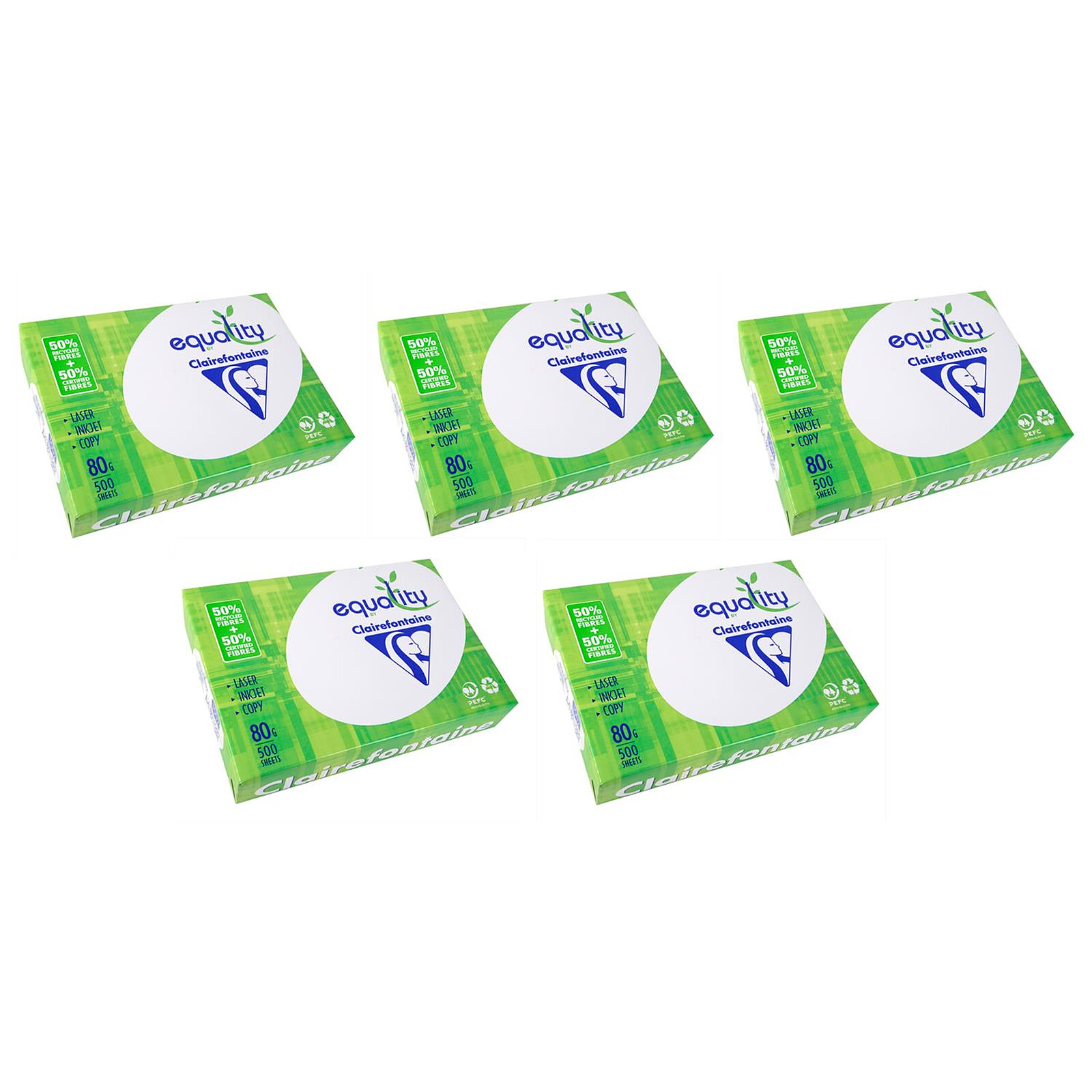 Clairefontaine Clairalfa 80g A4 ramette 500 feuilles Blanc X5