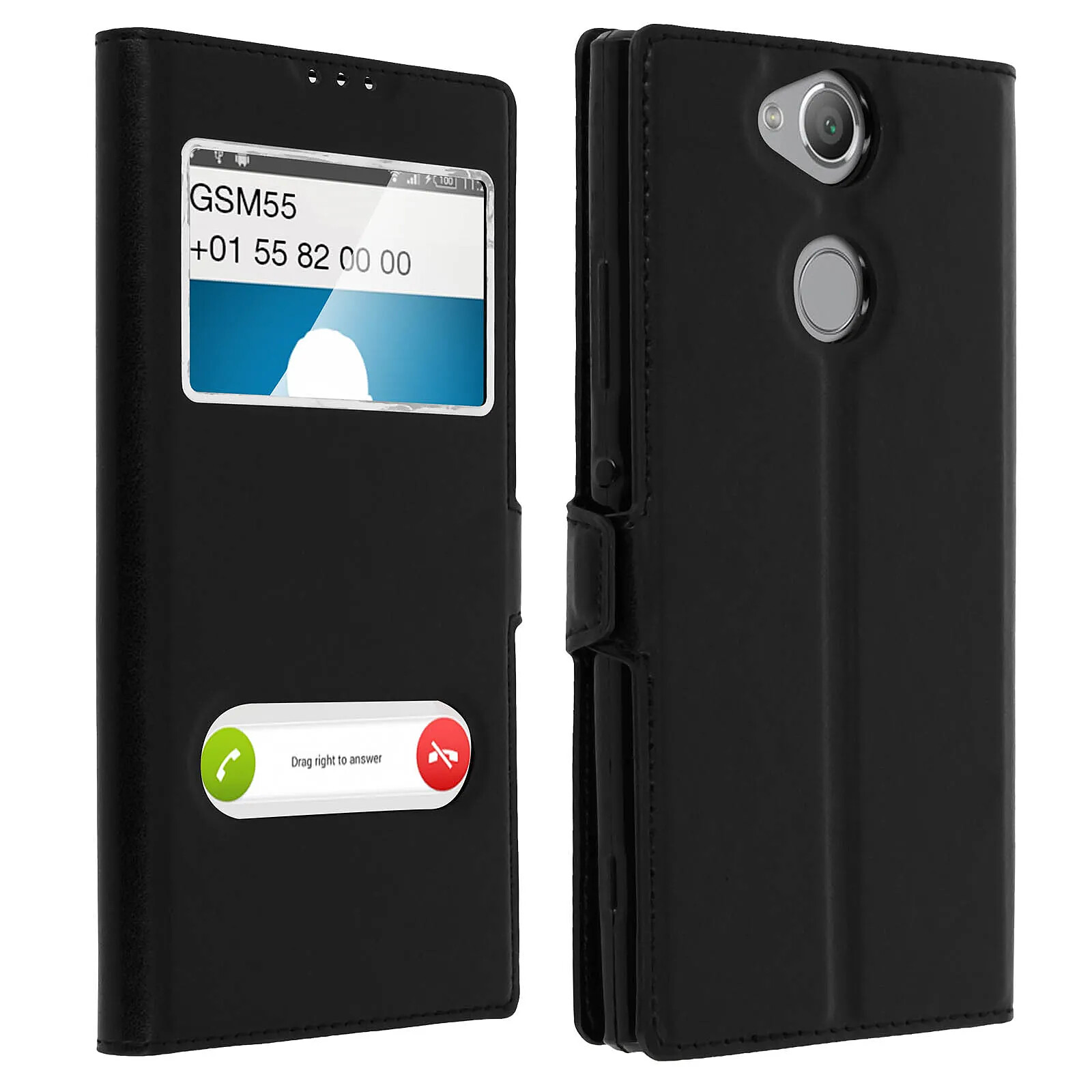 Avizar Housse Xperia XA2 Étui Double Fenêtre Coque Silicone Gel