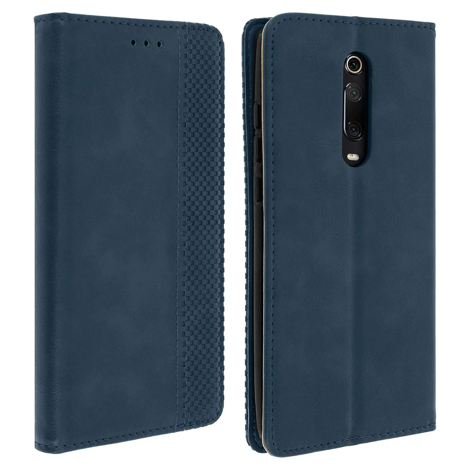 Housse pour Xiaomi Mi 9T Étui Effet Vieilli Rangement cartes Support Bleu nuit