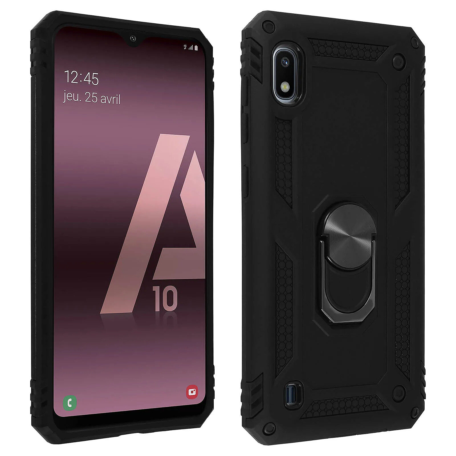Avizar Coque pour Samsung Galaxy A10 Bi matière Rigide et Souple Bague Support Vidéo