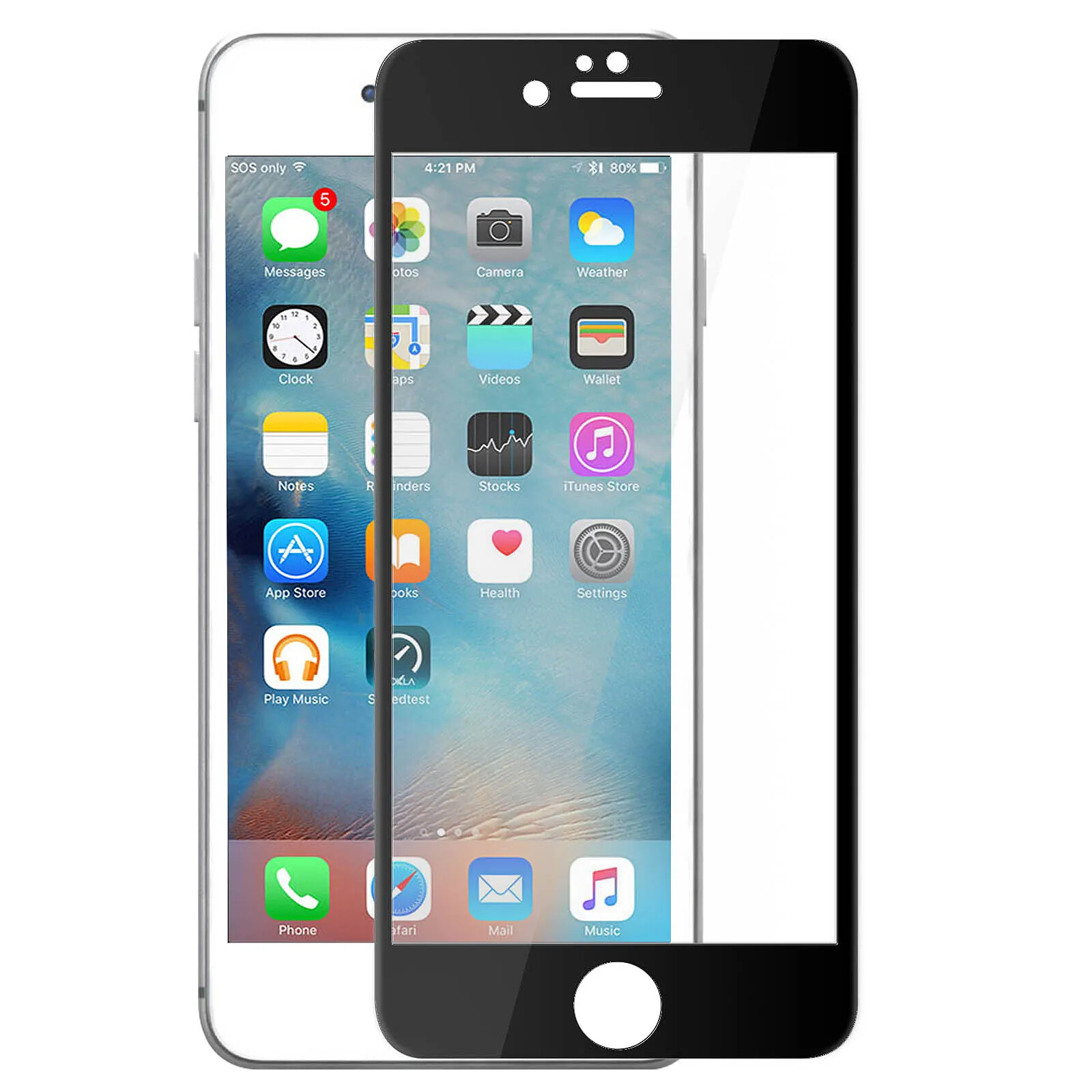 Avizar Film pour iPhone 6 / 6S Protection Écran Verre Trempé contour Blanc