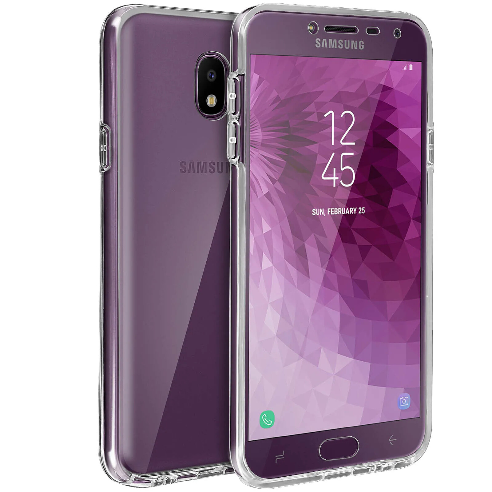 Avizar Coque Samsung Galaxy J4 Protection Silicone + Arrière Polycarbonate