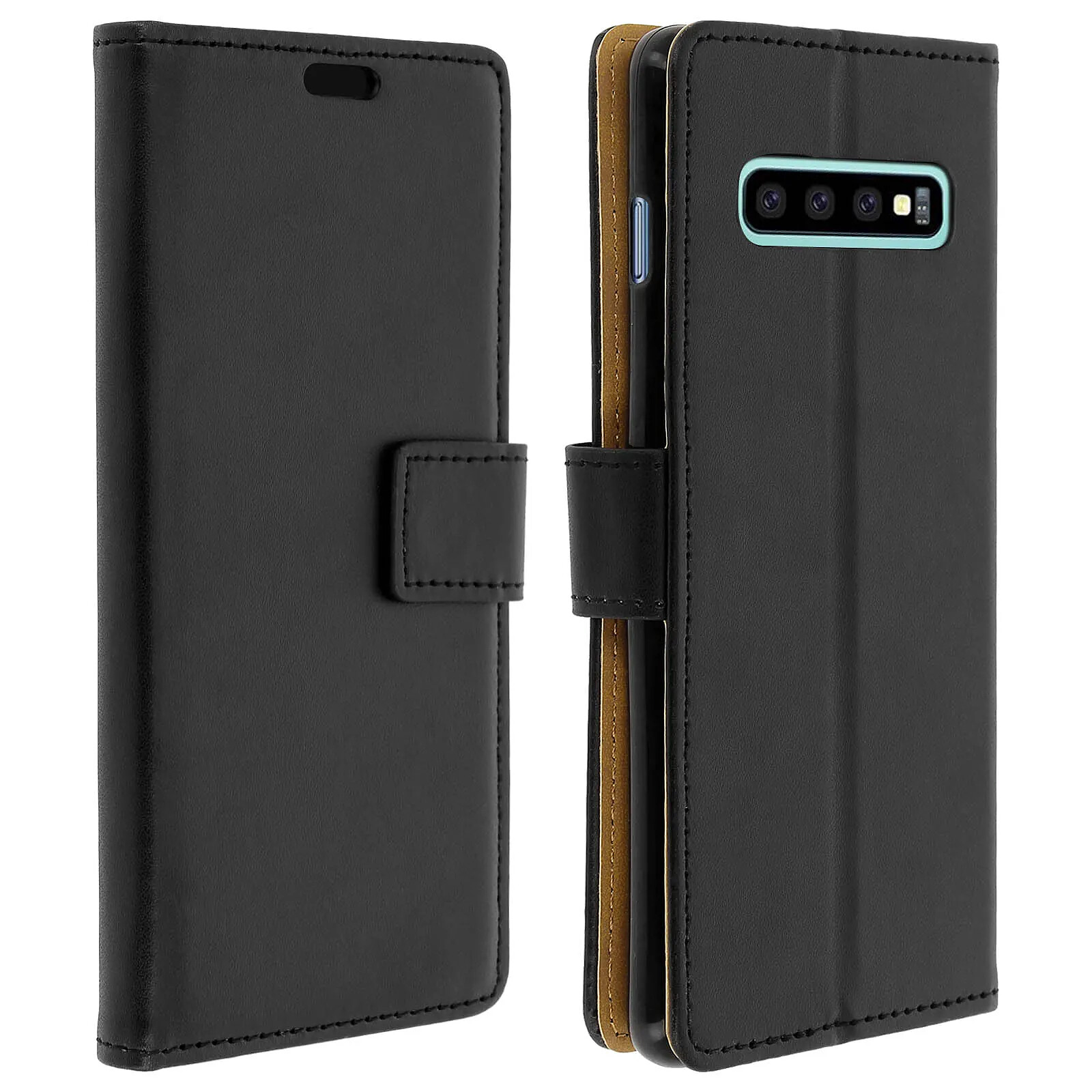 Housse pour Samsung Galaxy S10 Étui Portefeuille Protection Folio Stand Vidéo Noir
