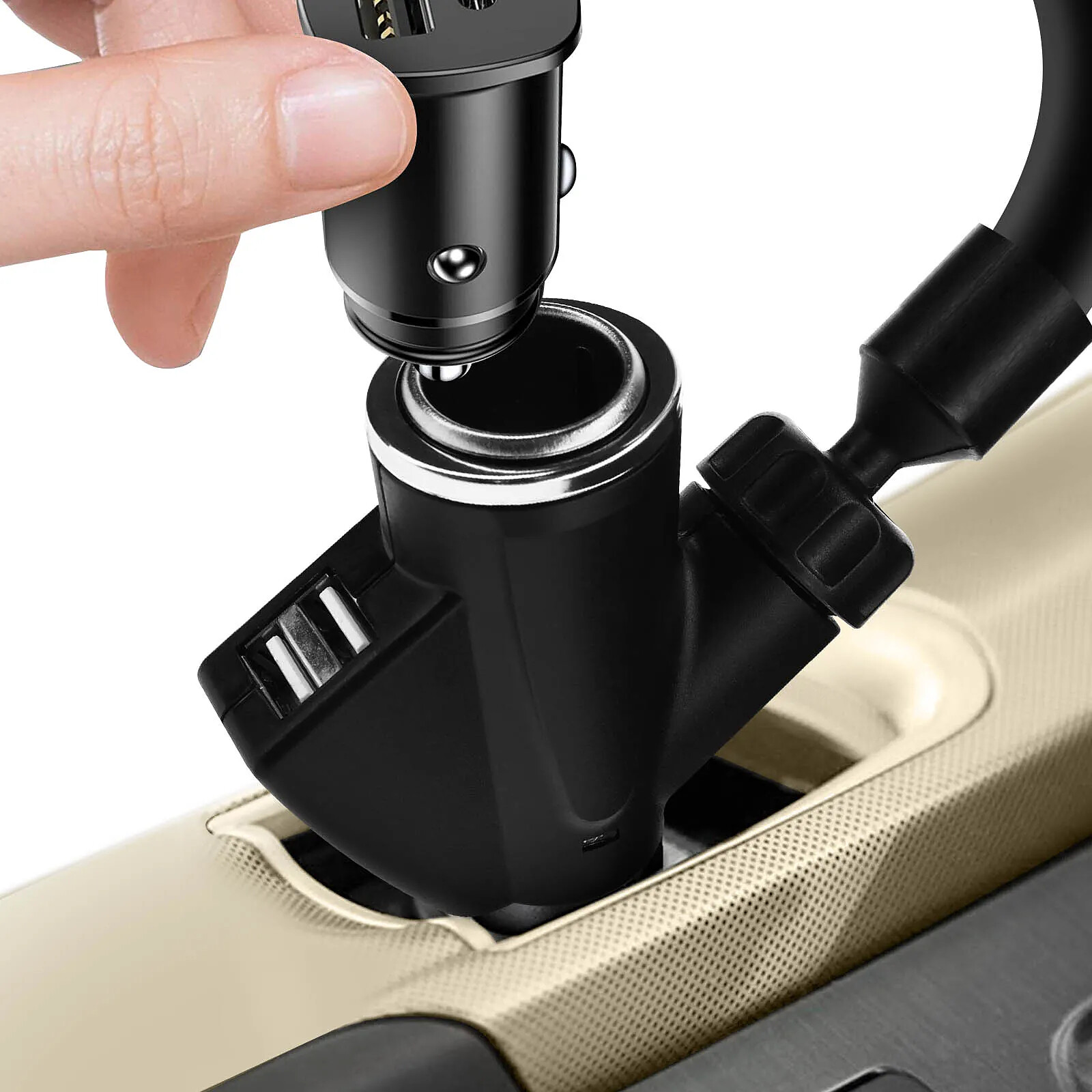 Avizar Support Auto Tlphone Prise Allume-cigare avec 2 USB + Prise  Allume-cigare Noir - Support voiture - LDLC