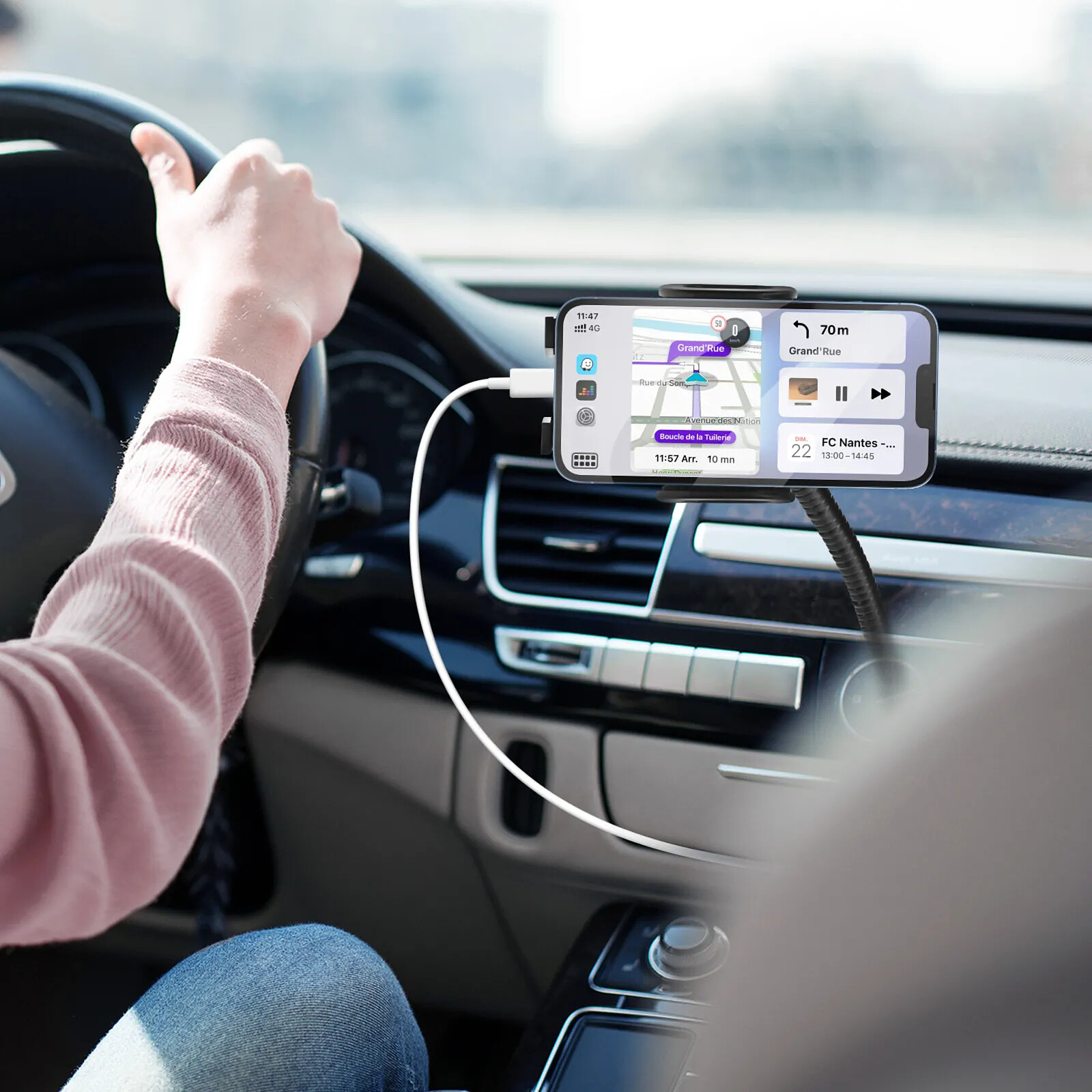 Avizar Support Voiture Allume-cigare avec 2 ports de sortie USB Bras  flexible Noir - Support voiture - LDLC | Musericorde
