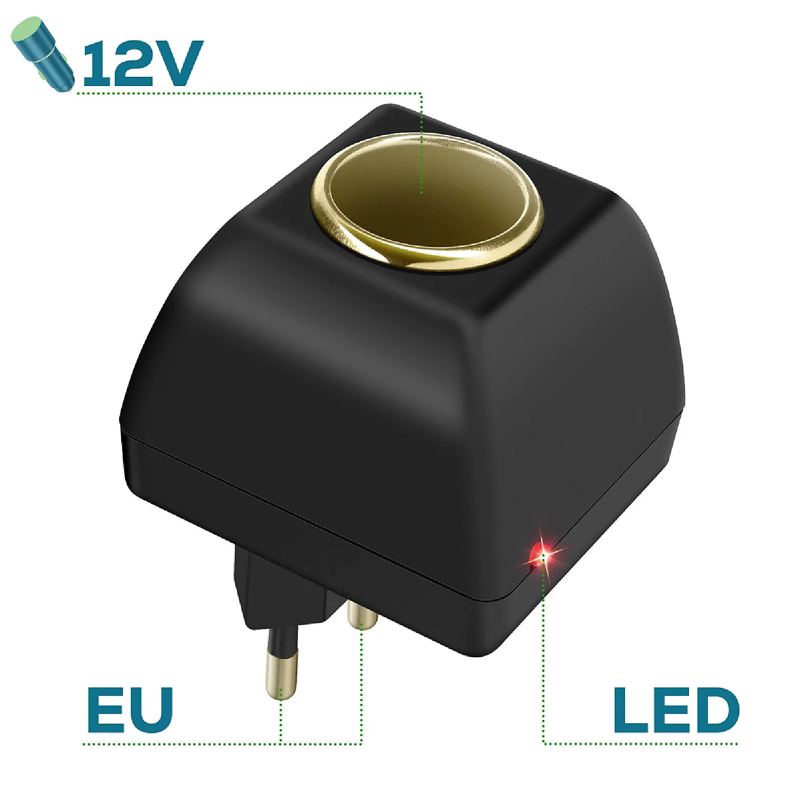 Avizar Adaptateur secteur vers Allume cigare 12V - Prise 220V Noir -  Chargeur allume-cigare - LDLC