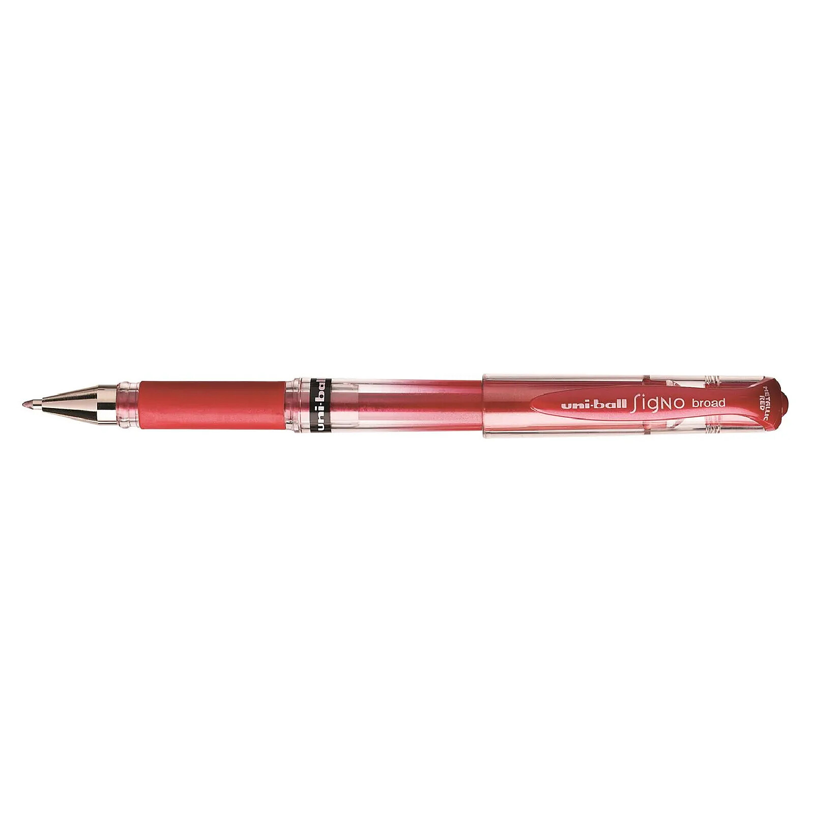 UNI-BALL Roller encre gel Signo Broad UM153 grip pointe large 1mm rouge métal