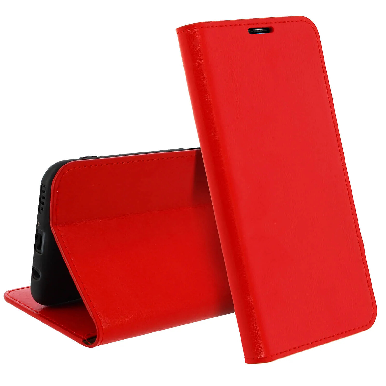 Housse Huawei P40 Lite Intégrale Porte-Cartes - Rouge Similicuir - Avizar NEUVE